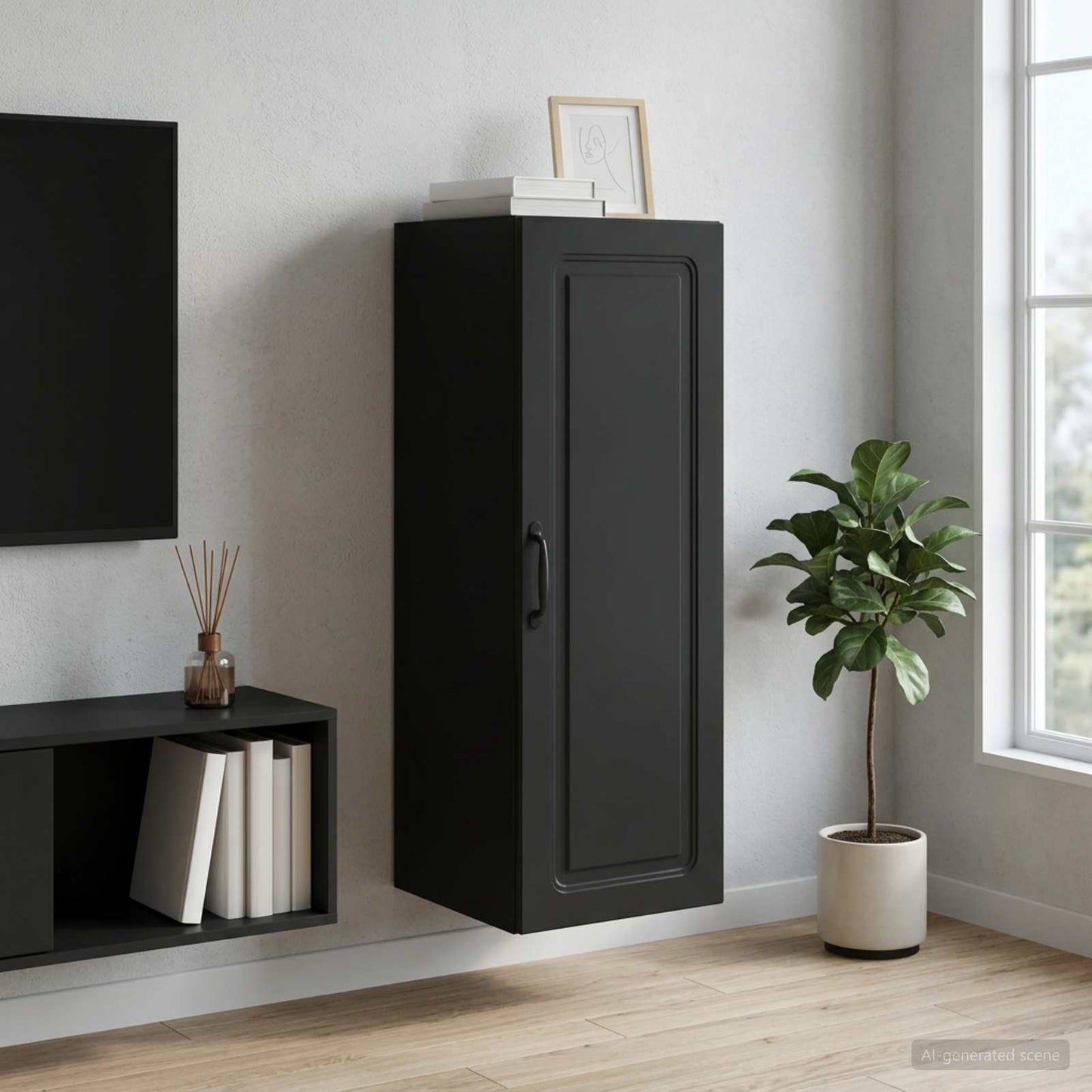 vidaXL Τοίχου Ντουλάπα 33 x 34,5 x 90 εκ Επεξεργασμένο Ξύλο Μαύρο
