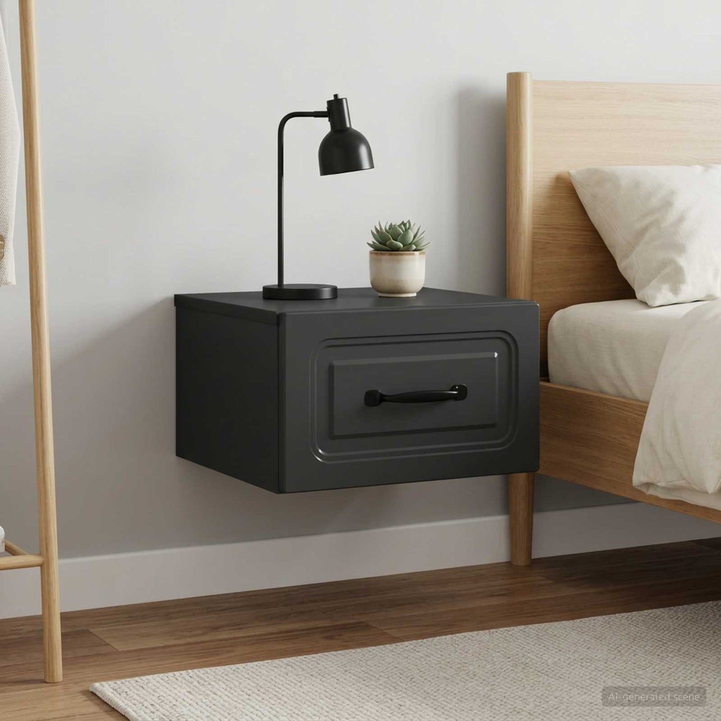 vidaXL Τοίχου Κρεμαστό Κομοδίνο 2 τμχ. Μαύρο 34,5 x 33 x 20 εκ.