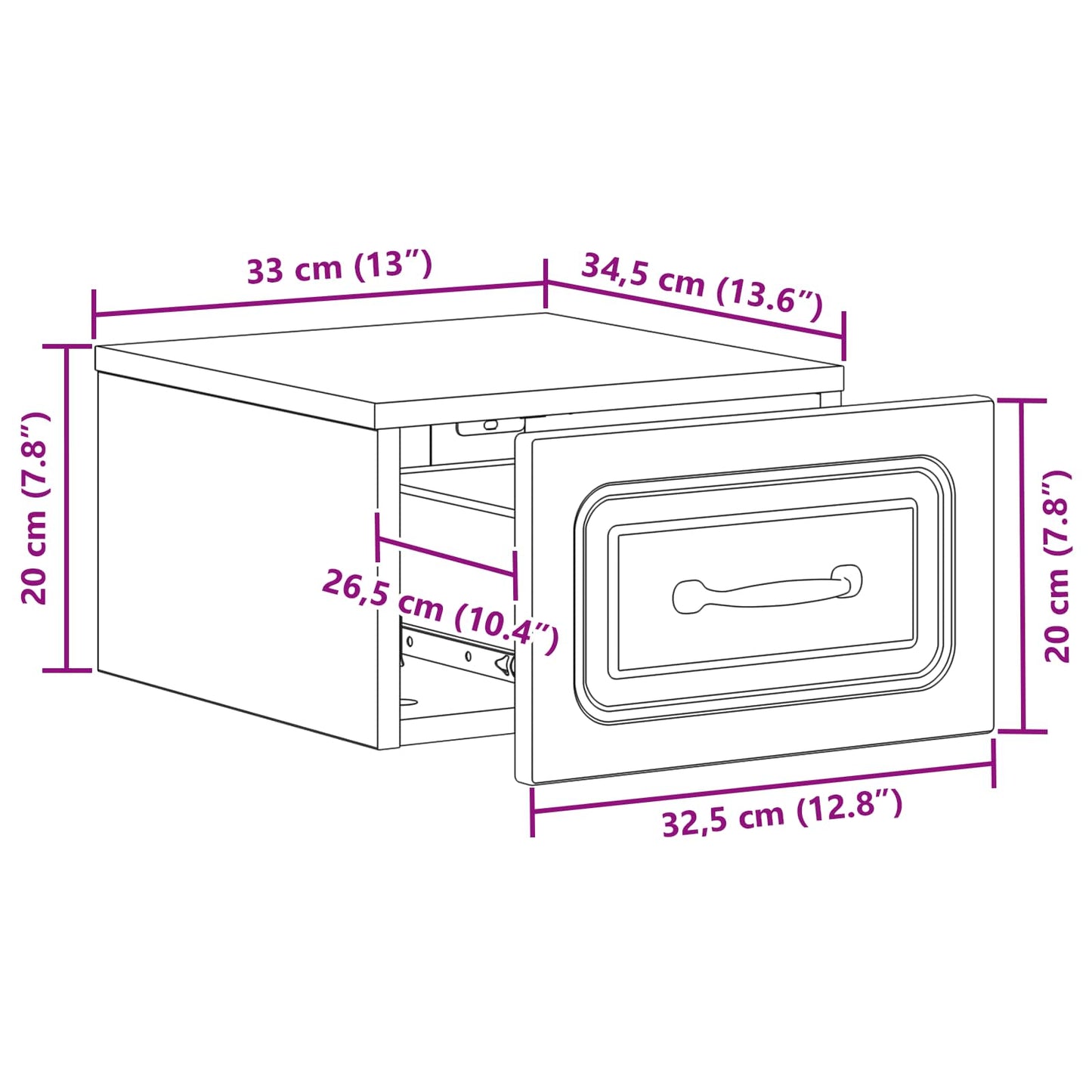 vidaXL Τοίχου Κρεμαστό Κομοδίνο 2 τμχ. Μαύρο 34,5 x 33 x 20 εκ.