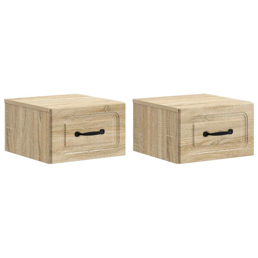 vidaXL Τοίχου Κρεμαστό Κομοδίνο 2 τμχ. Sonoma Δρυς 34,5 x 33 x 20 εκ.