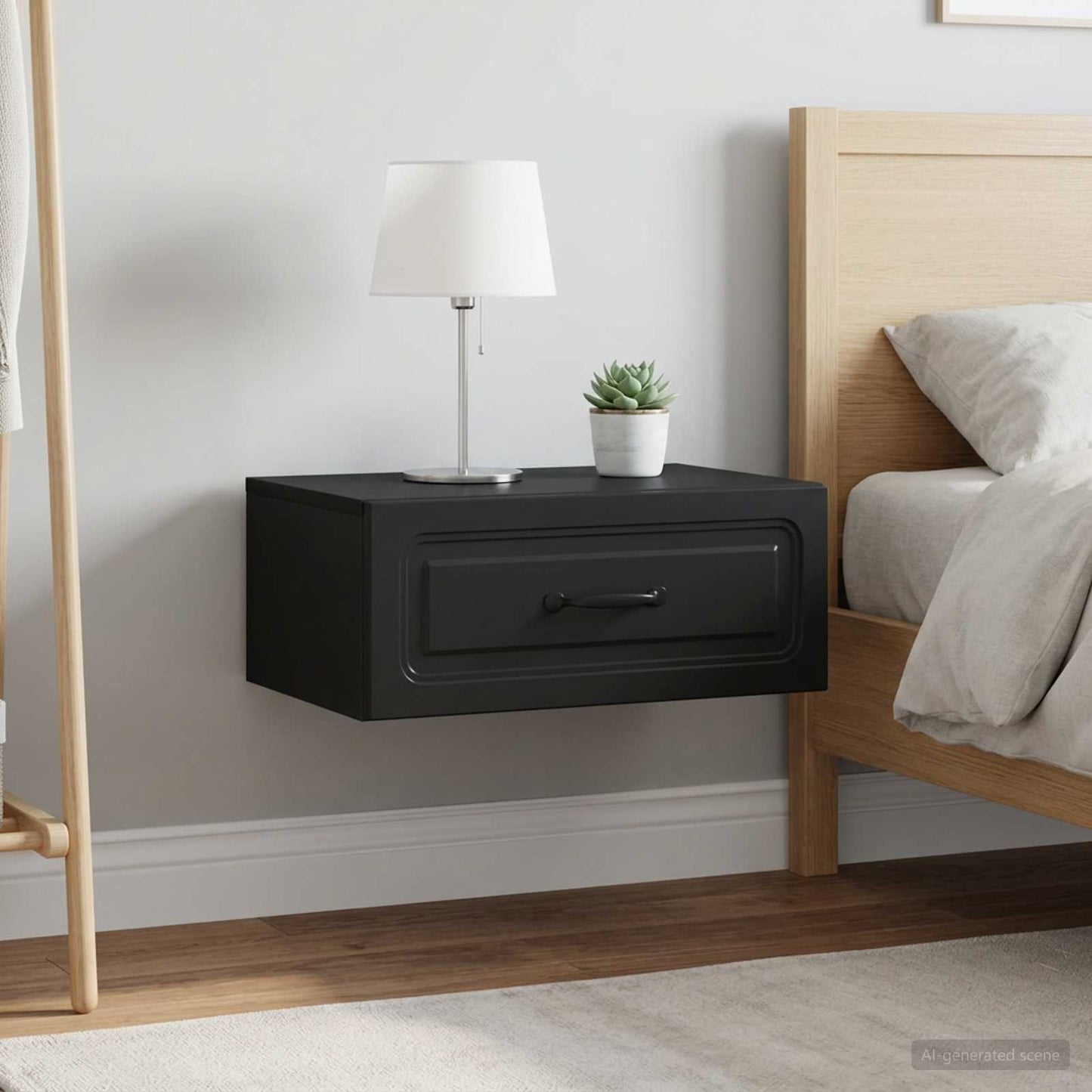 vidaXL Τοίχου Κρεμαστό Κομοδίνο 2 τμχ. Μαύρο 49 x 34,5 x 20 εκ.