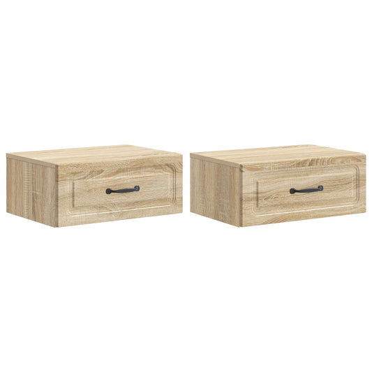 vidaXL Τοίχου Κρεμαστό Κομοδίνο 2 τμχ. Sonoma Δρυς 49 x 34,5 x 20 εκ.