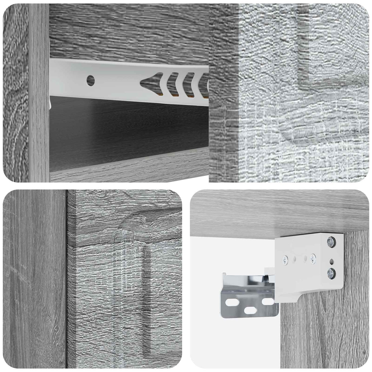 vidaXL Τοίχου Κρεμαστό Κομοδίνο 2 τμχ. Γκρι Sonoma 49 x 34,5 x 20 εκ.