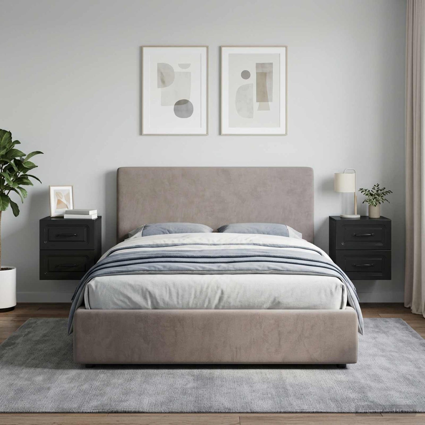 vidaXL Τοίχου Κρεμαστό Κομοδίνο 2 τμχ. Μαύρο 34,5 x 33 x 40 εκ