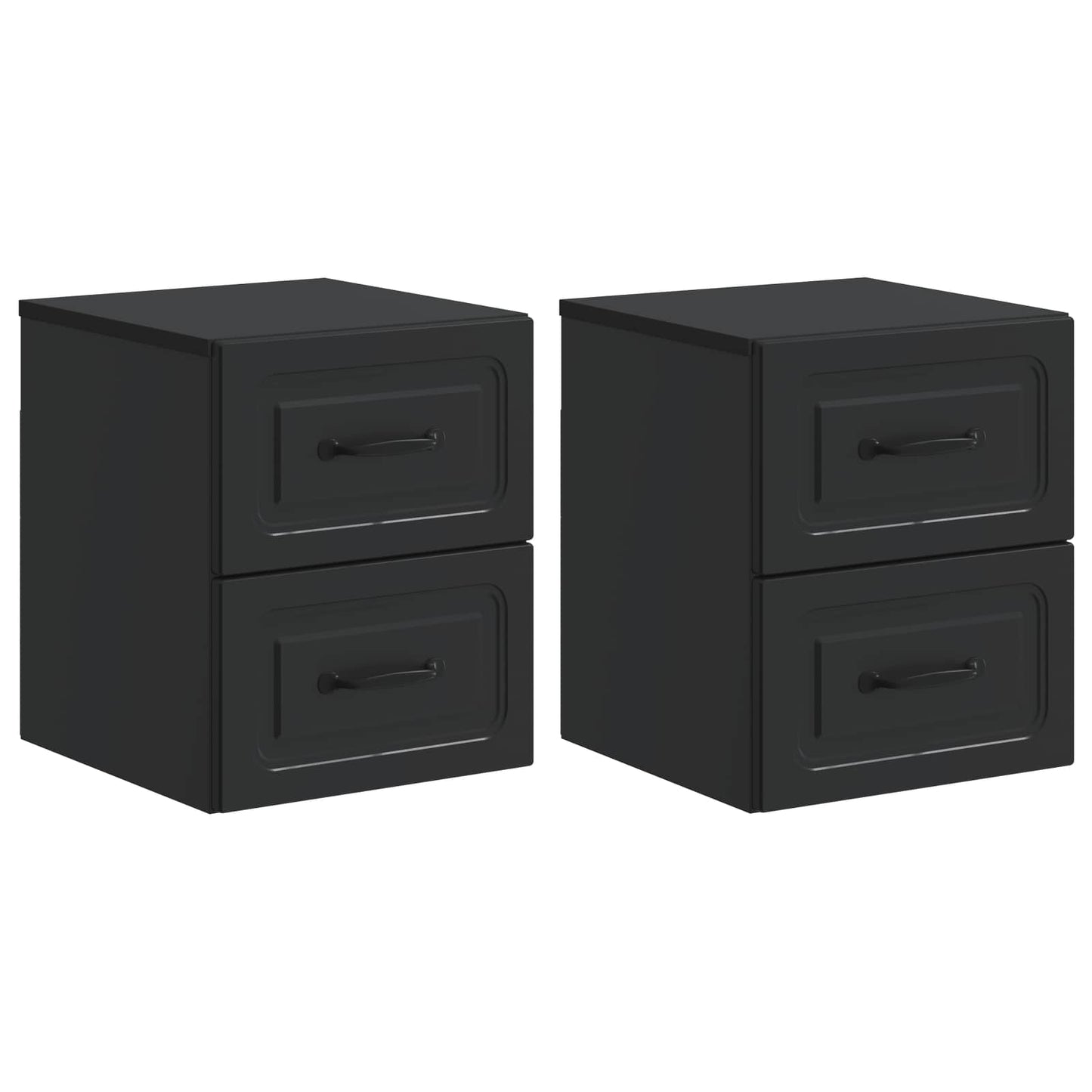 vidaXL Τοίχου Κρεμαστό Κομοδίνο 2 τμχ. Μαύρο 34,5 x 33 x 40 εκ