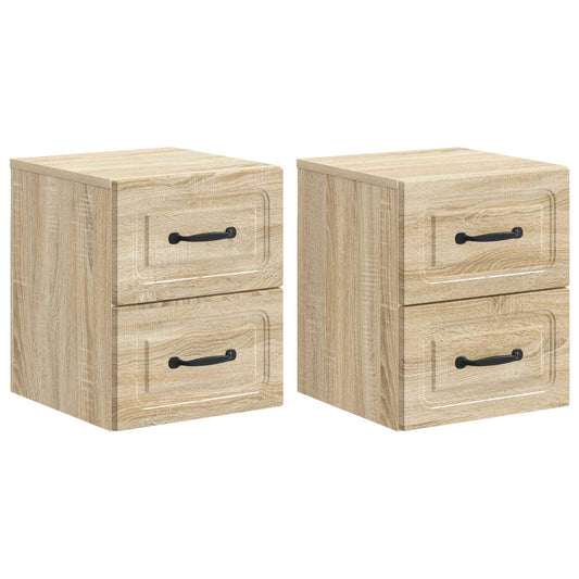 vidaXL Τοίχου Κρεμαστό Κομοδίνο 2 τμχ. Sonoma Δρυς 34,5 x 33 x 40 εκ
