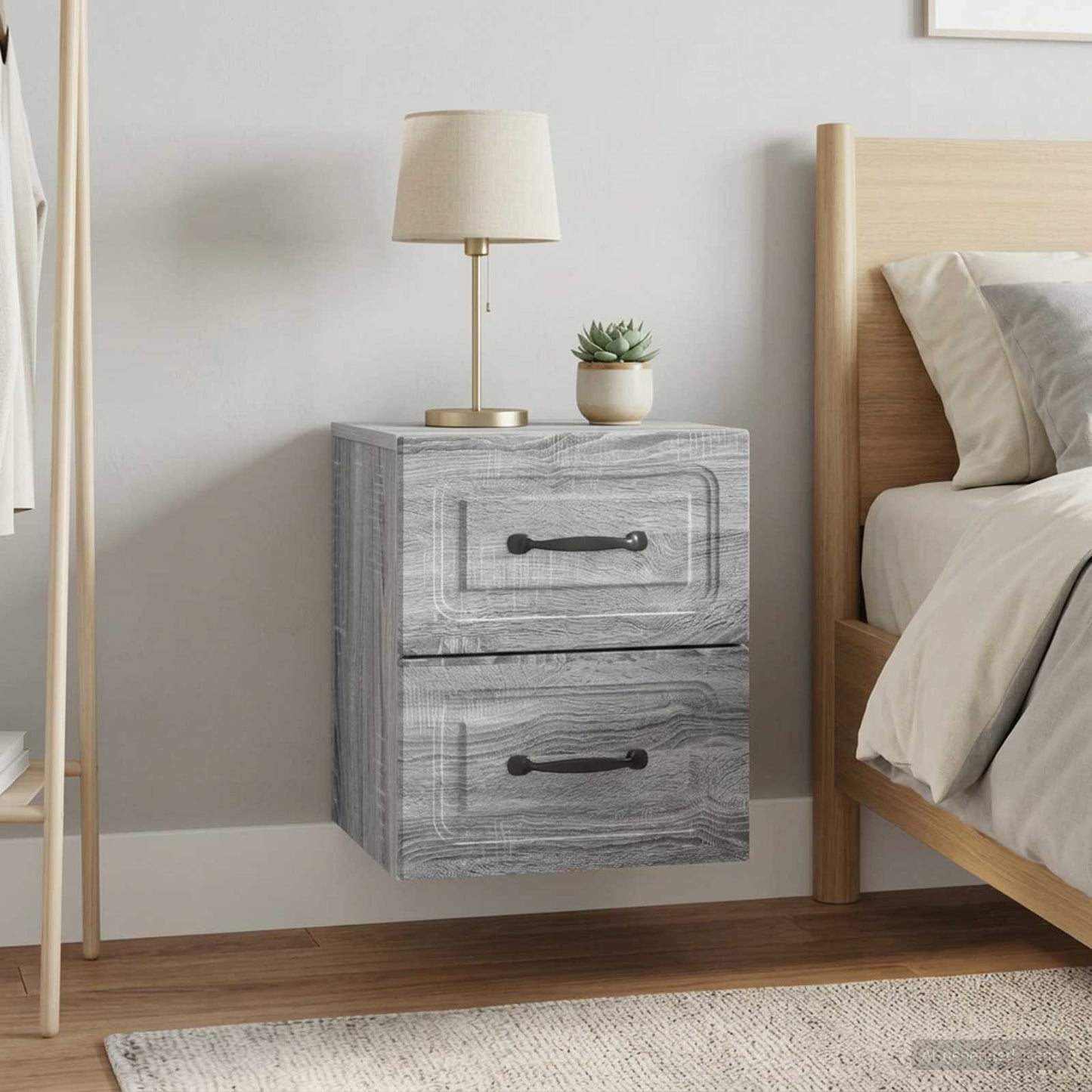 vidaXL Τοίχου Κρεμαστό Κομοδίνο 2 τμχ. Γκρι Sonoma 34,5 x 33 x 40 εκ