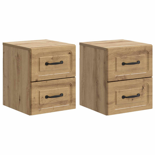 vidaXL Τοίχου Κρεμαστό Κομοδίνο 2 τμχ. Artisan Δρυς 34,5 x 33 x 40 εκ