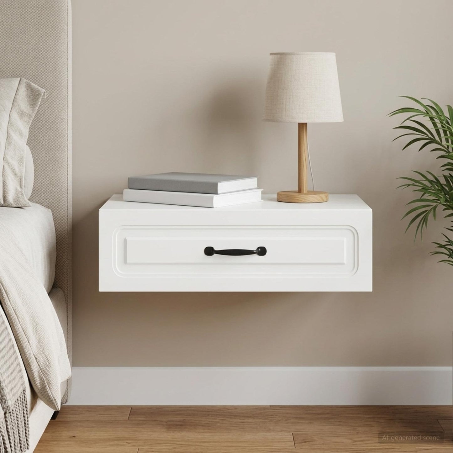 vidaXL Τραπεζάκι Τοίχου Λευκό 59 x 34,5 x 17 εκ. Επεξεργασμένο Ξύλο