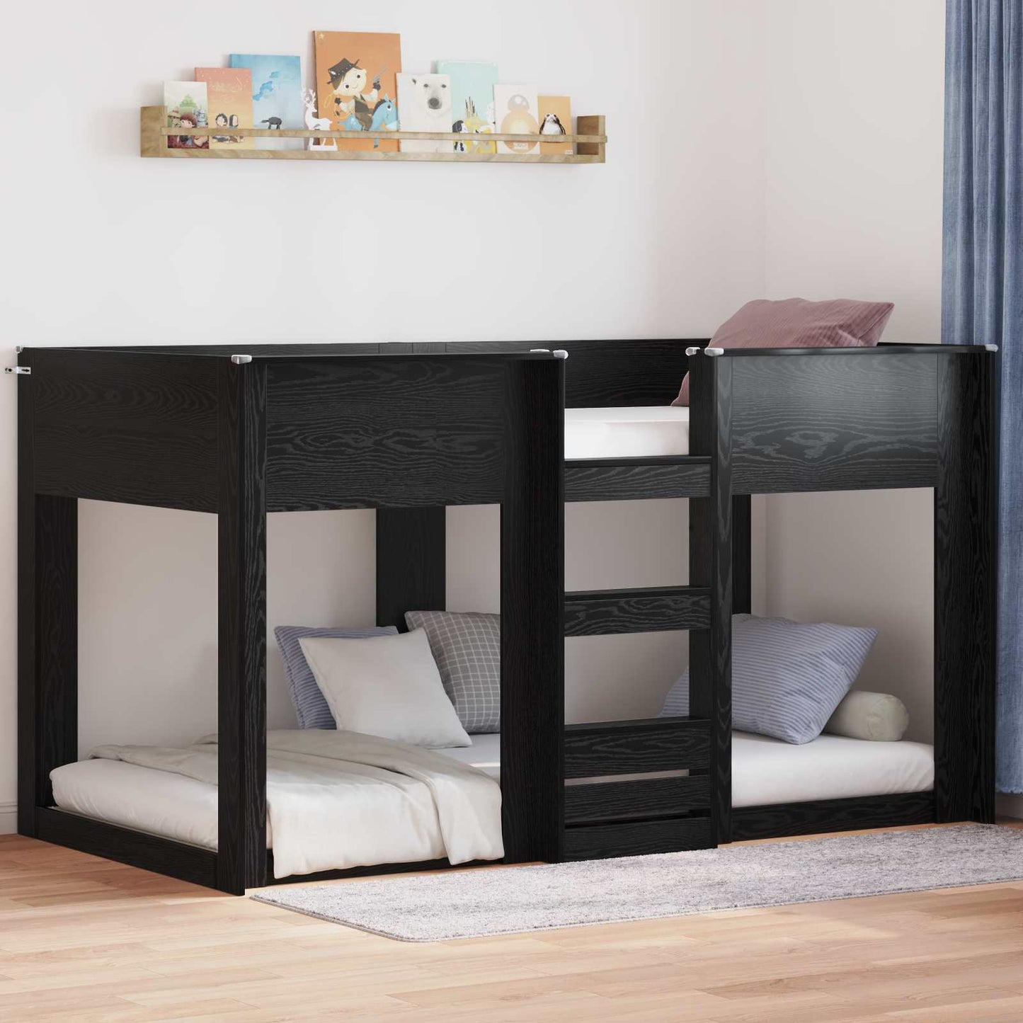 vidaXL Κρεβάτι Κουκέτα για Παιδιά Μαύρη Οξυά 75 x 190 cm