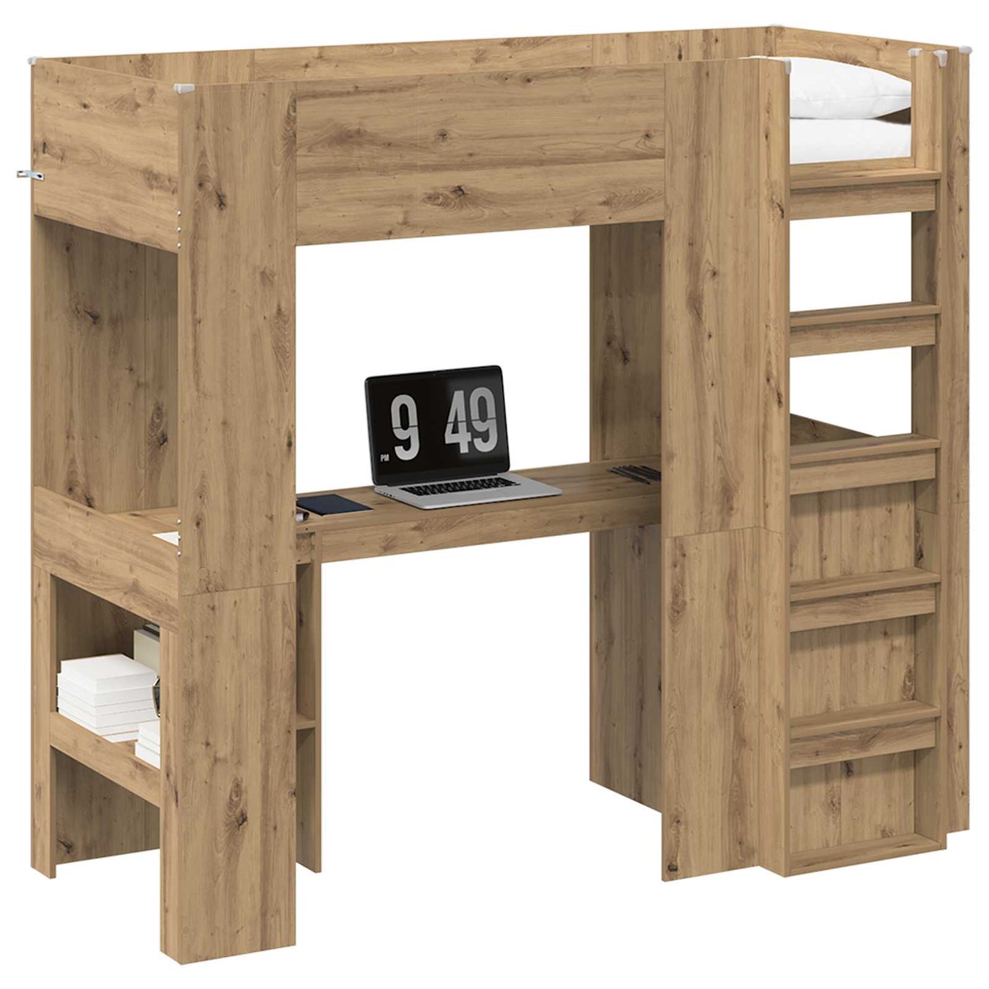 vidaXL Σκελετός κουκέτας με γραφείο με ράφι Artisan Oak 75 x 190 cm