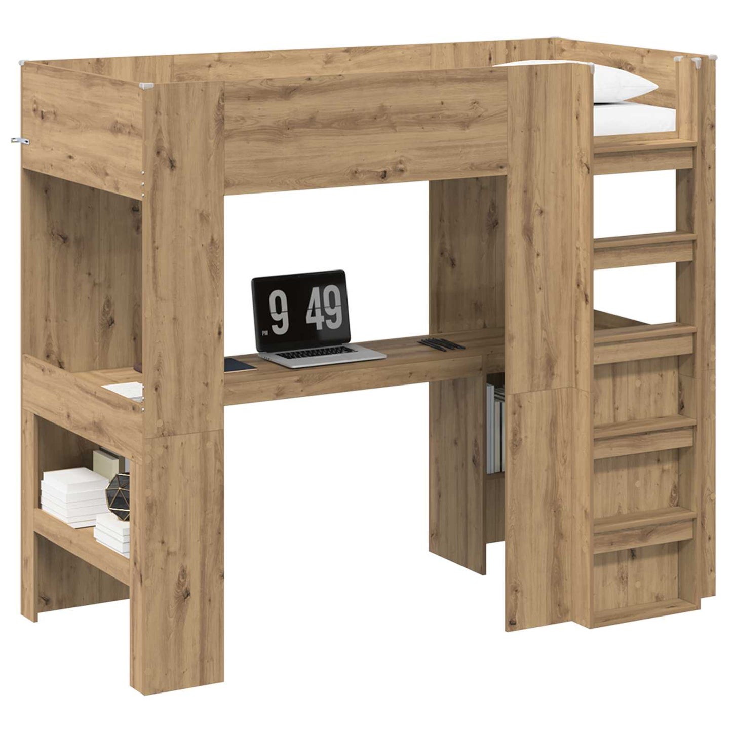 vidaXL Σκελετός κουκέτας με γραφείο με ράφι Artisan Oak 90 x 190 cm