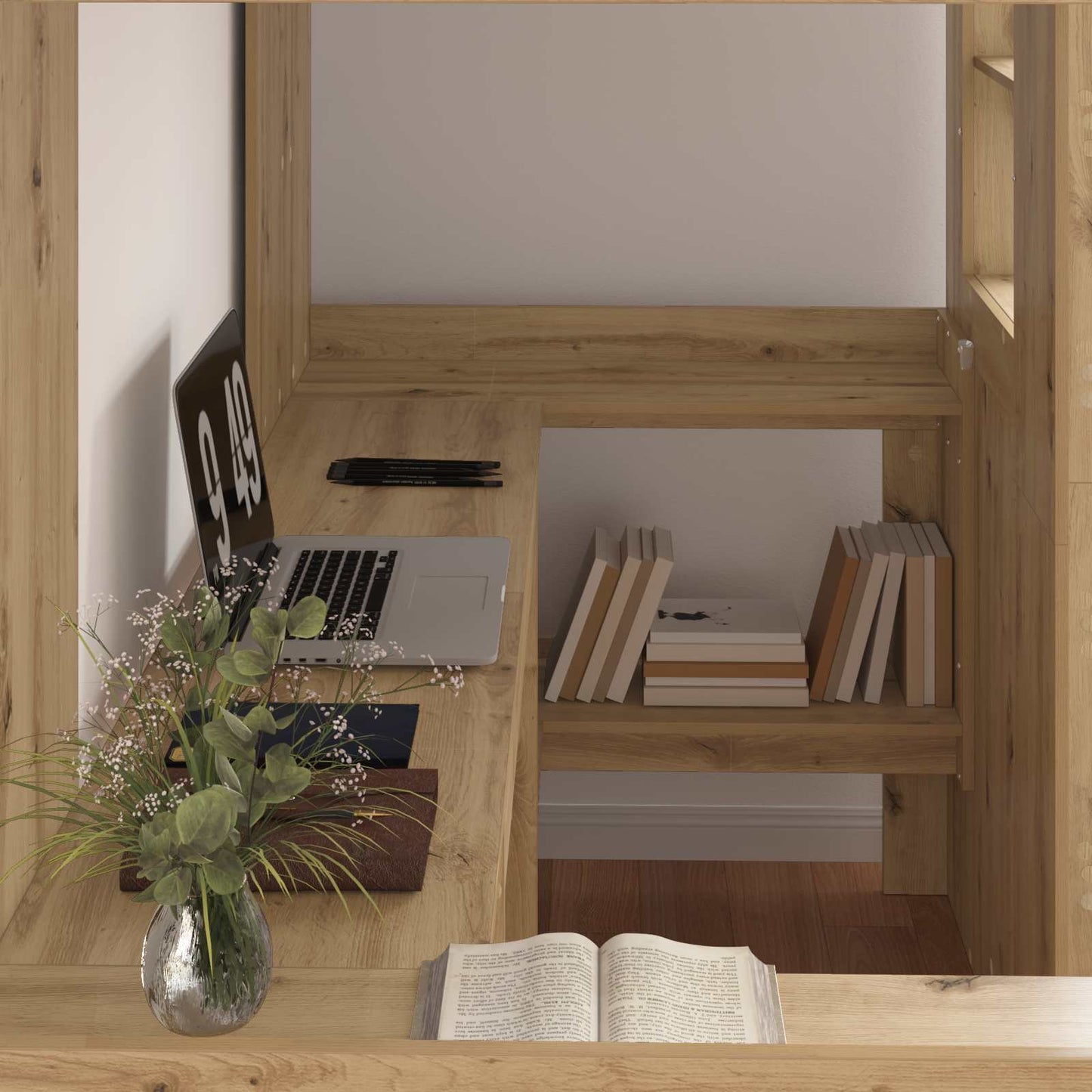 vidaXL Σκελετός κουκέτας με γραφείο με ράφι Artisan Oak 90 x 200 cm