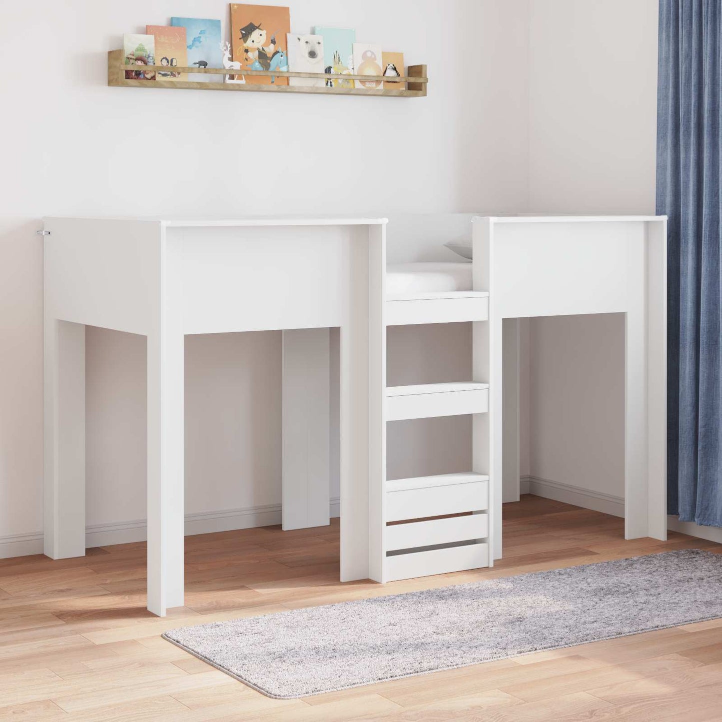 vidaXL Κρεβάτι Κουκέτα για Παιδιά Λευκό 75 x 190 cm Επεξεργασμένο ξύλο