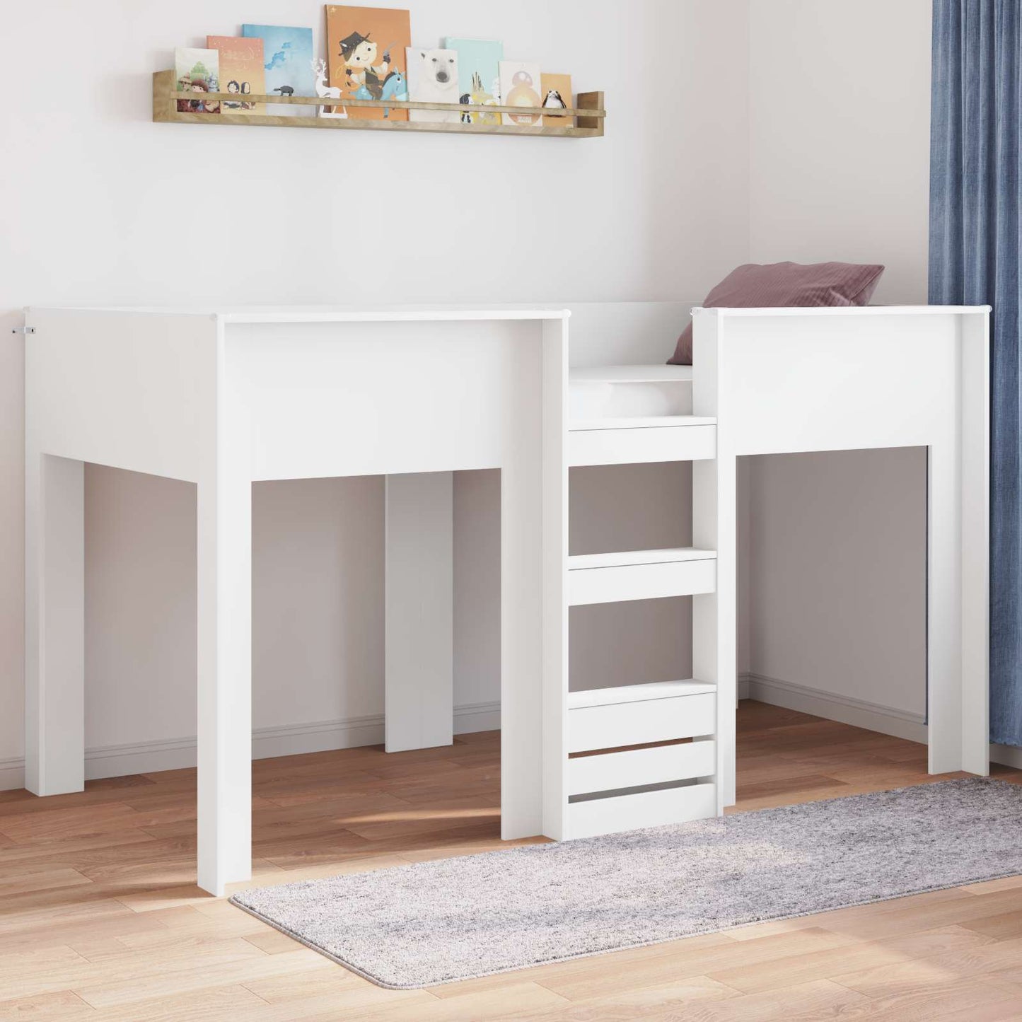 vidaXL Κρεβάτι Κουκέτα για Παιδιά Λευκό 90 x 200 cm Επεξεργασμένο ξύλο