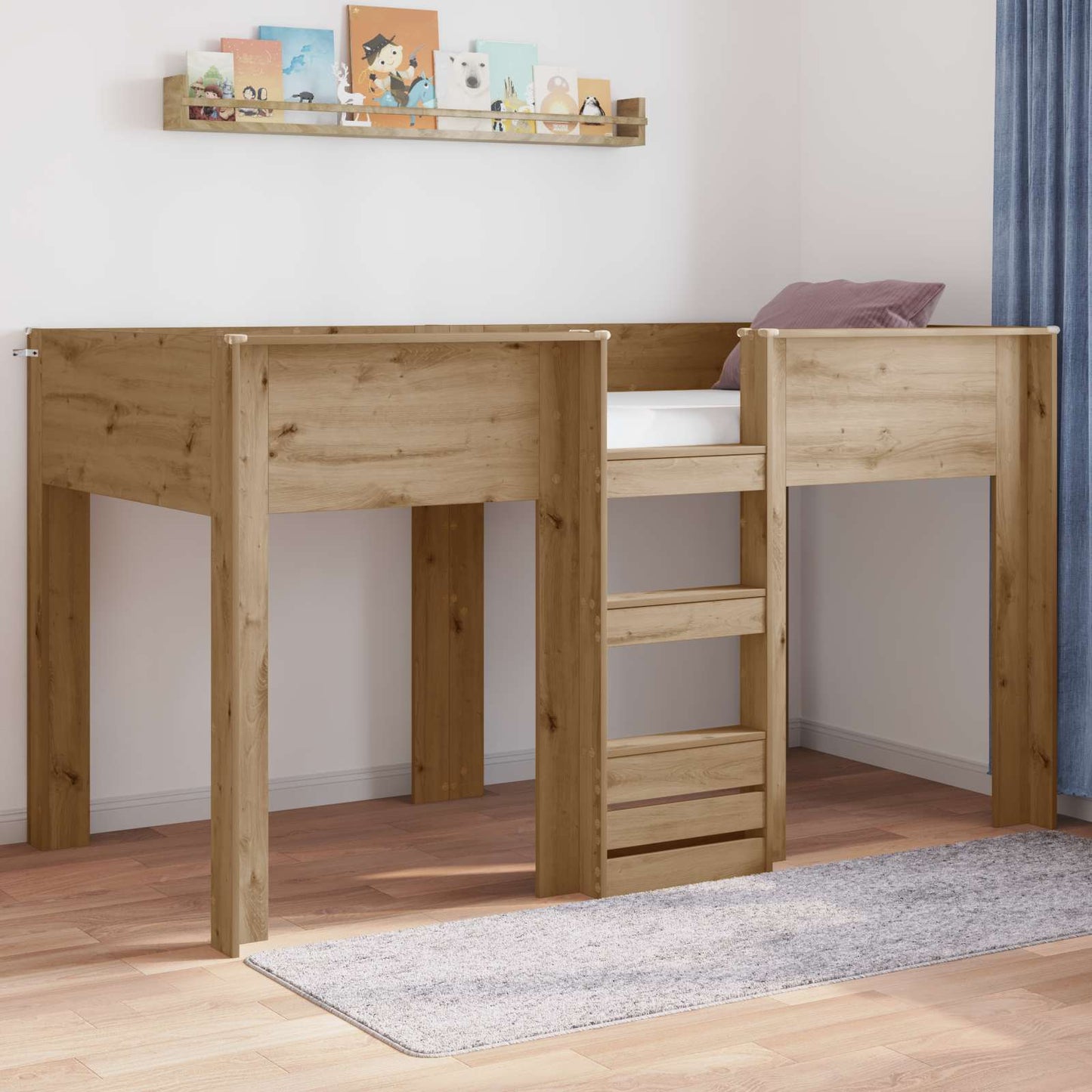 vidaXL Κρεβάτι Κουκέτα για Παιδιά Artisan Oak 90 x 200 cm