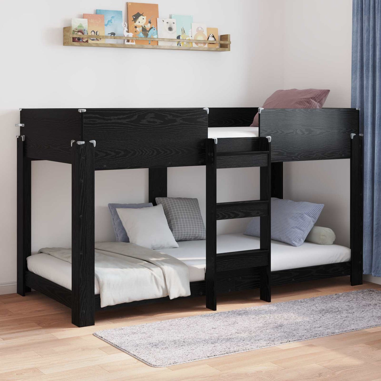 vidaXL Κρεβάτι Κουκέτα για Παιδιά Μαύρη Οξυά 100 x 200 cm