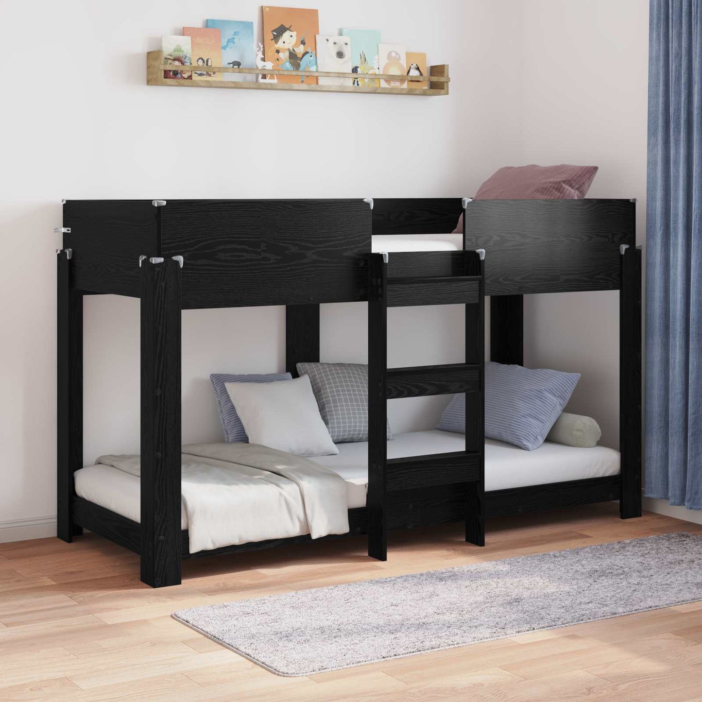 vidaXL Κρεβάτι Κουκέτα για Παιδιά Μαύρη Οξυά 75 x 190 cm