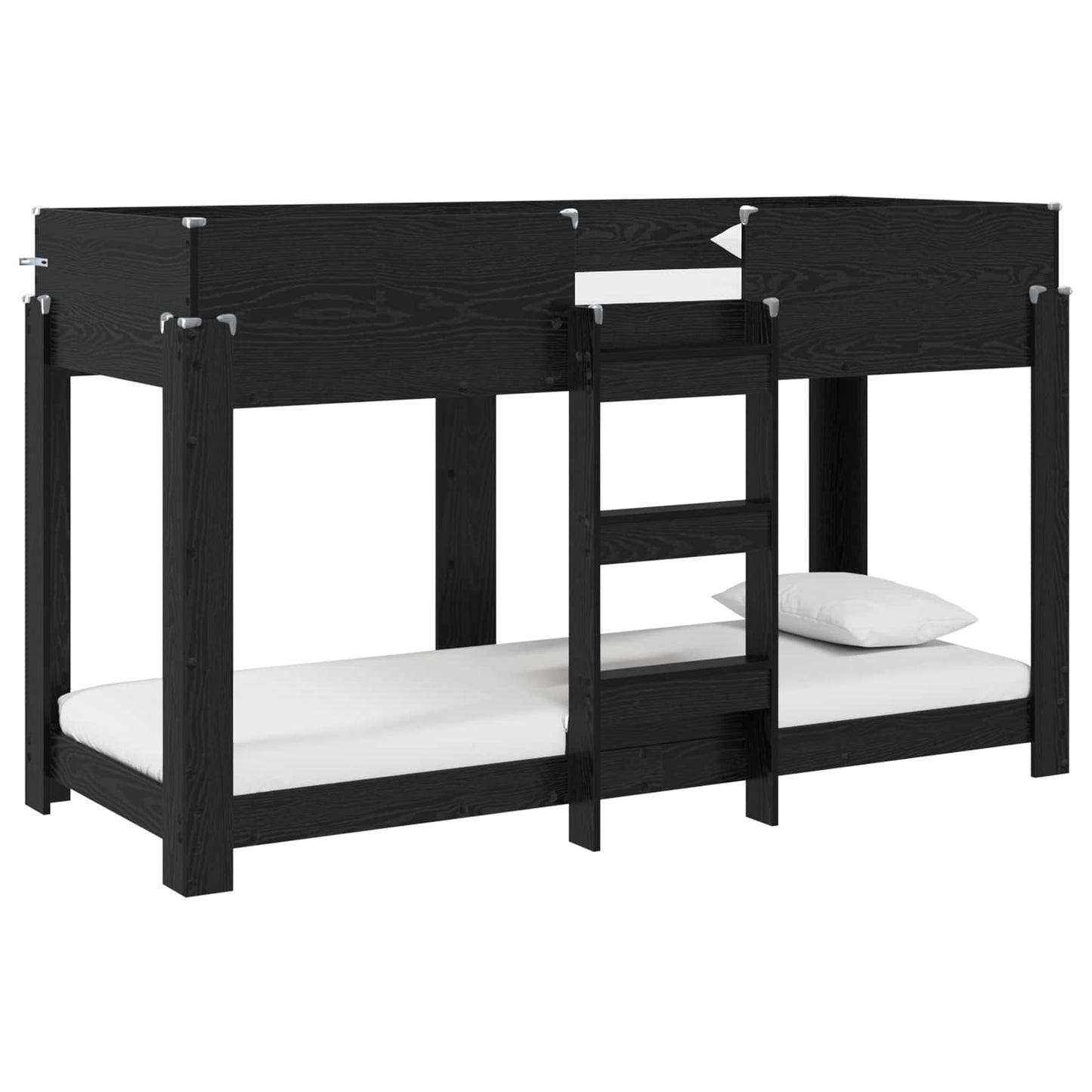 vidaXL Κρεβάτι Κουκέτα για Παιδιά Μαύρη Οξυά 75 x 190 cm