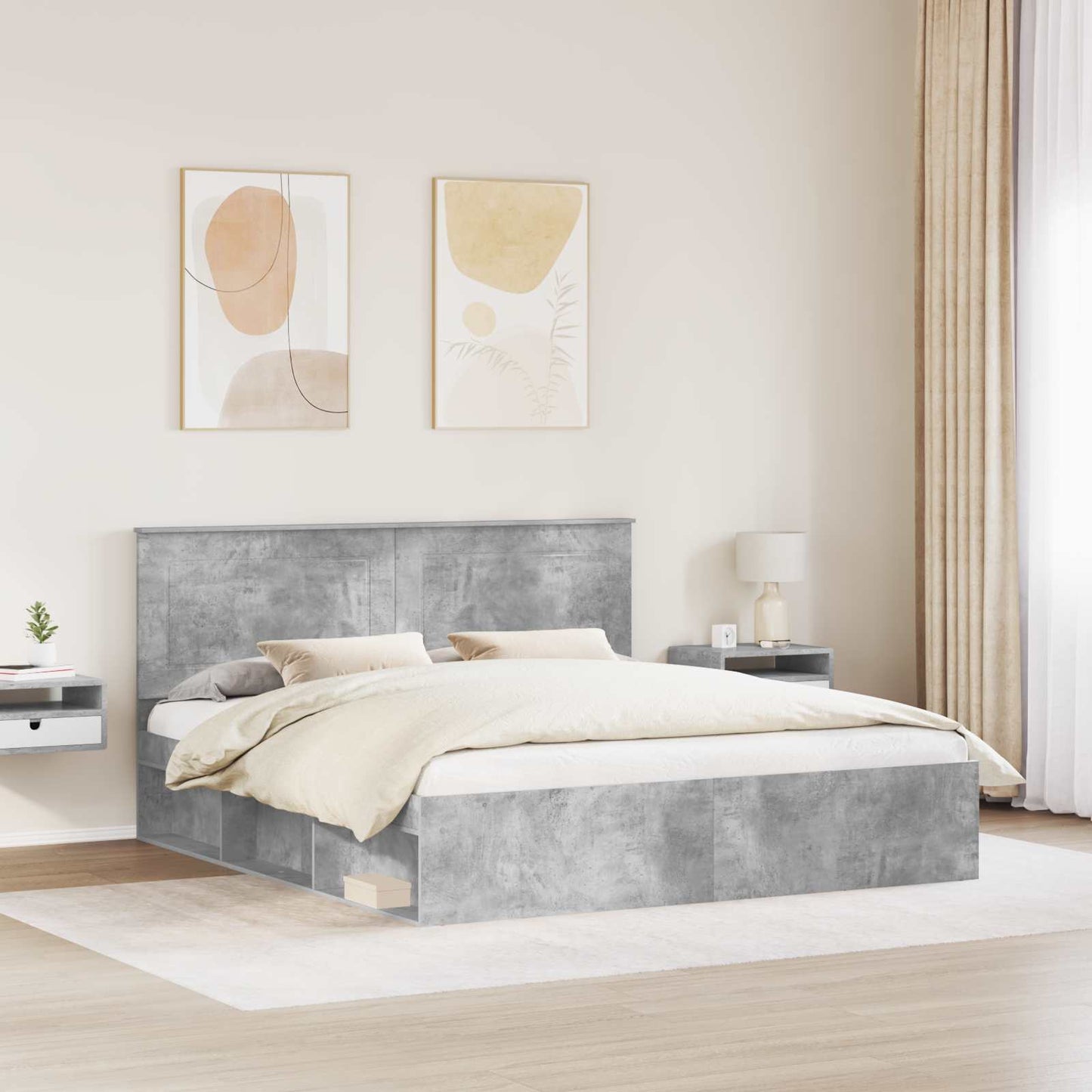 vidaXL Σκελετός Κρεβατιού Σκυρόδεμα 180 x 200 cm Στερεά ξυλεία πεύκου