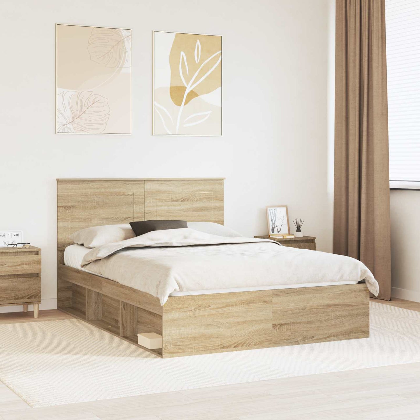 vidaXL Σκελετός Κρεβατιού με κεφαλάρι Δρύς Sonoma 150 x 200 cm