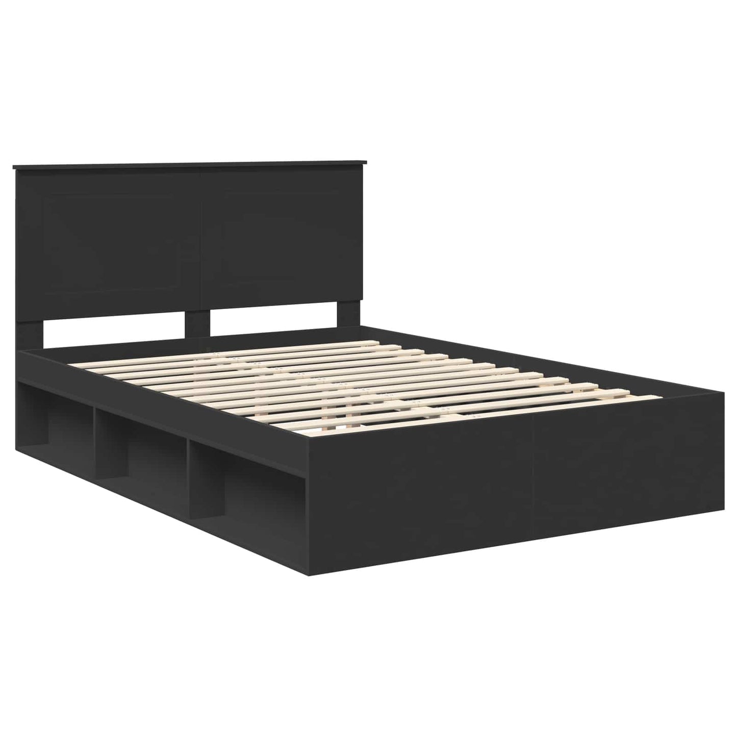 vidaXL Σκελετός Κρεβατιού Μαύρο 140 x 200 cm Στερεά ξυλεία πεύκου