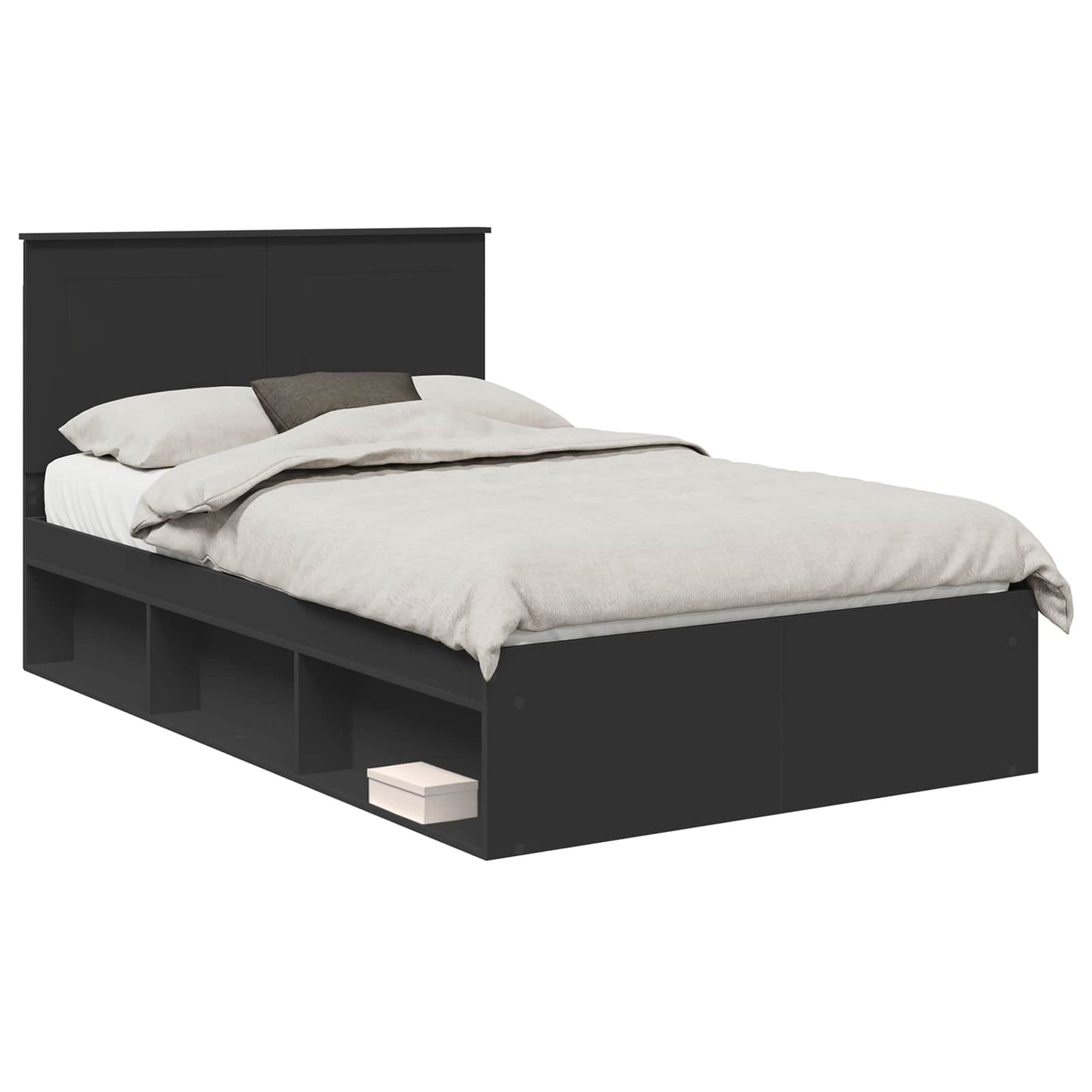 vidaXL Σκελετός Κρεβατιού Μαύρο 135 x 190 cm Στερεά ξυλεία πεύκου