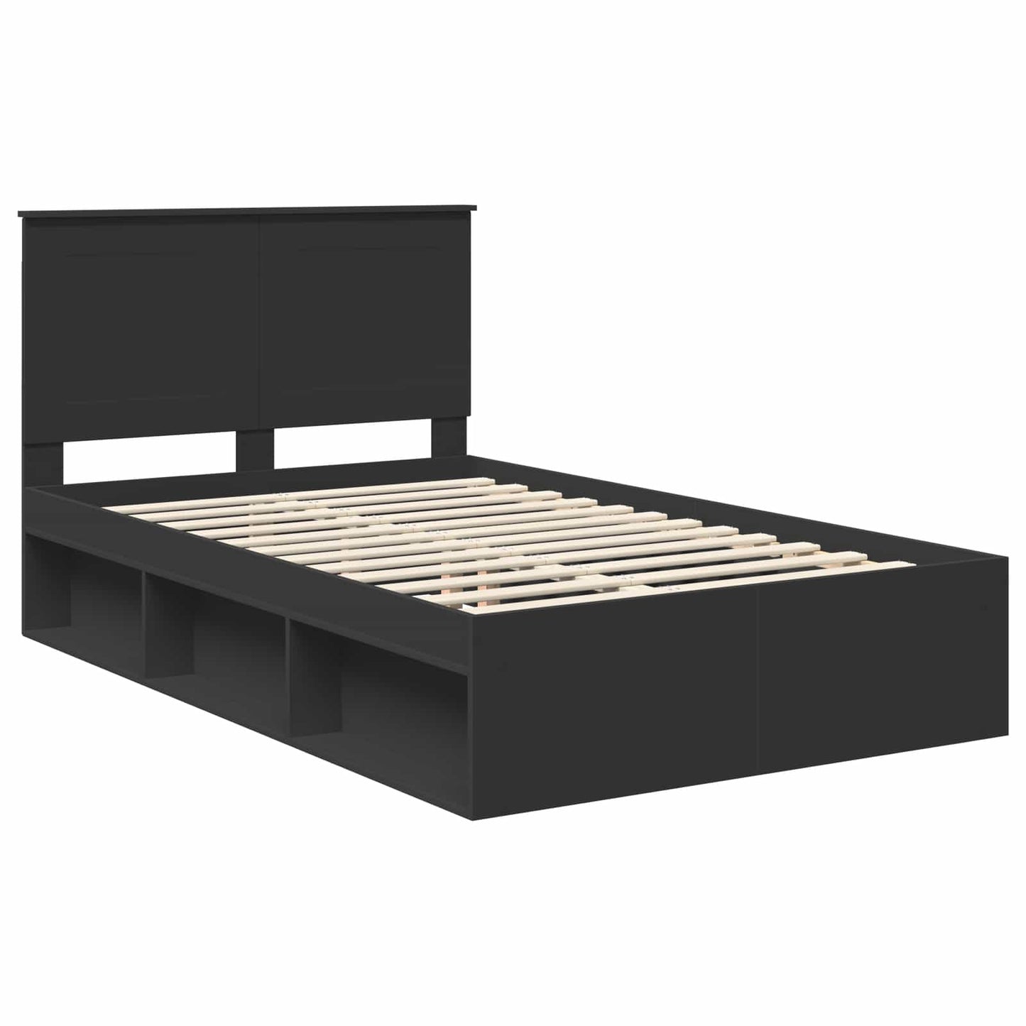 vidaXL Σκελετός Κρεβατιού Μαύρο 135 x 190 cm Στερεά ξυλεία πεύκου