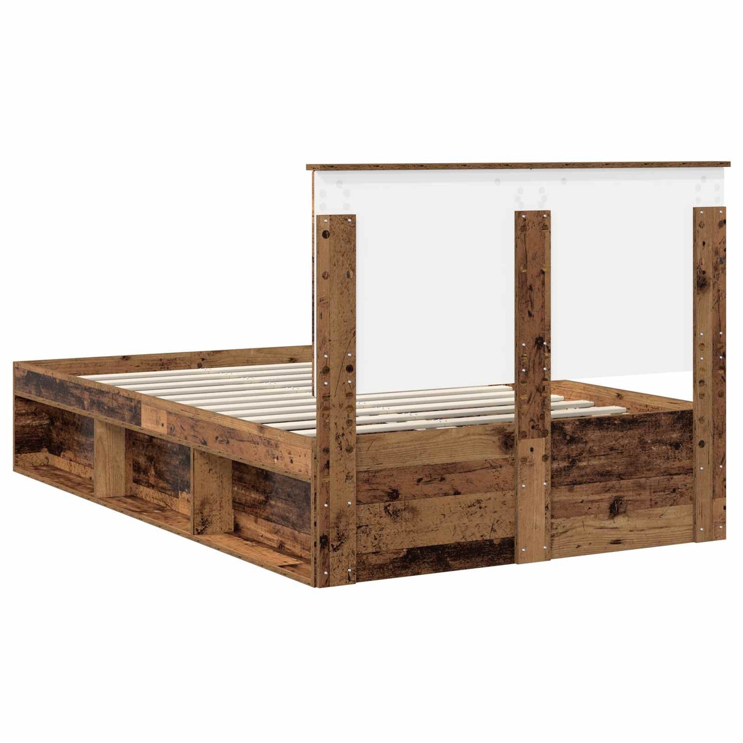 vidaXL Σκελετός Κρεβατιού Παλιό ξύλο 135 x 190 cm Στερεά ξυλεία πεύκου