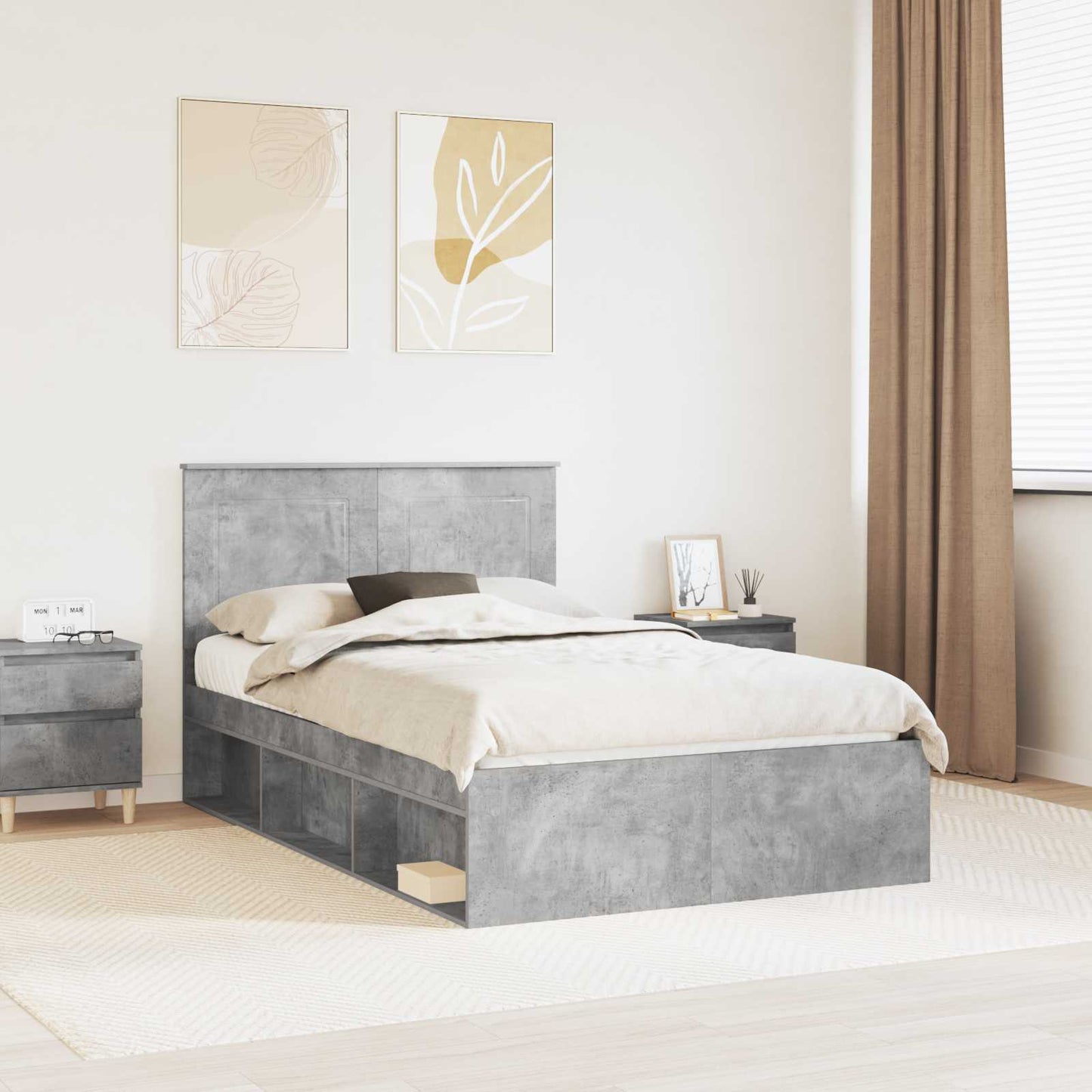 vidaXL Σκελετός Κρεβατιού Σκυρόδεμα 120 x 190 cm Στερεά ξυλεία πεύκου