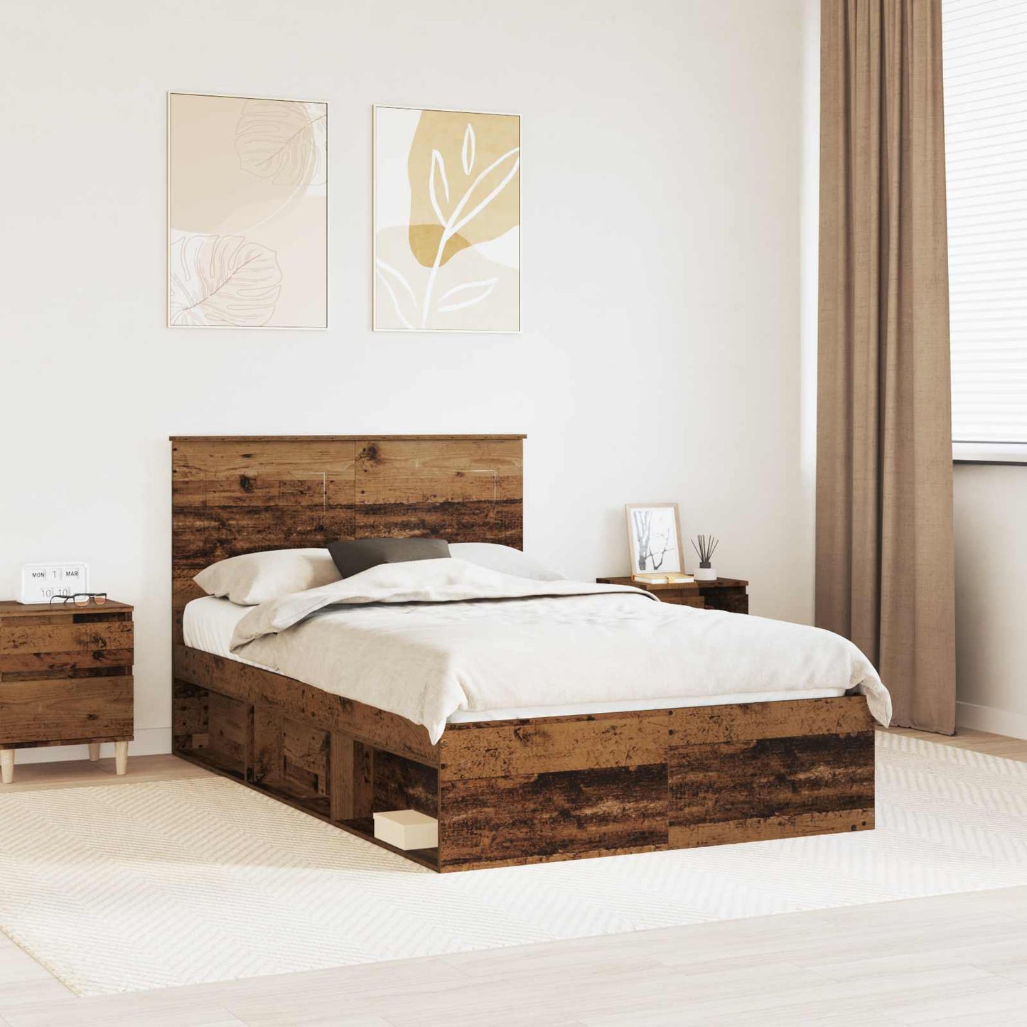vidaXL Σκελετός Κρεβατιού Παλιό ξύλο 120 x 190 cm Στερεά ξυλεία πεύκου