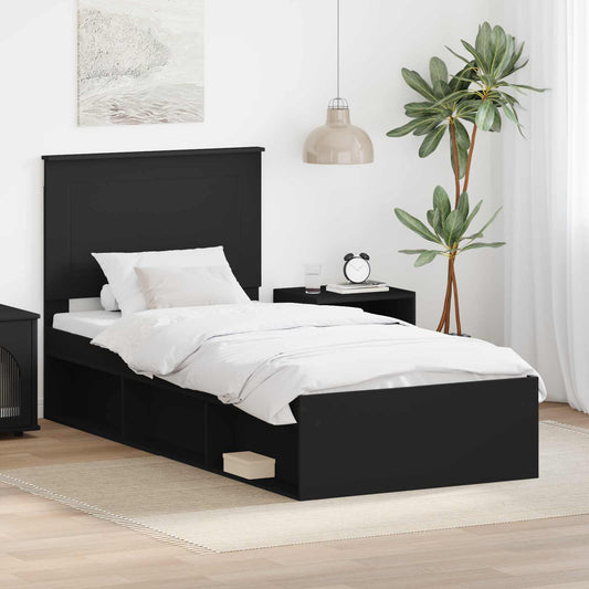 vidaXL Σκελετός Κρεβατιού Μαύρο 100 x 200 cm Στερεά ξυλεία πεύκου