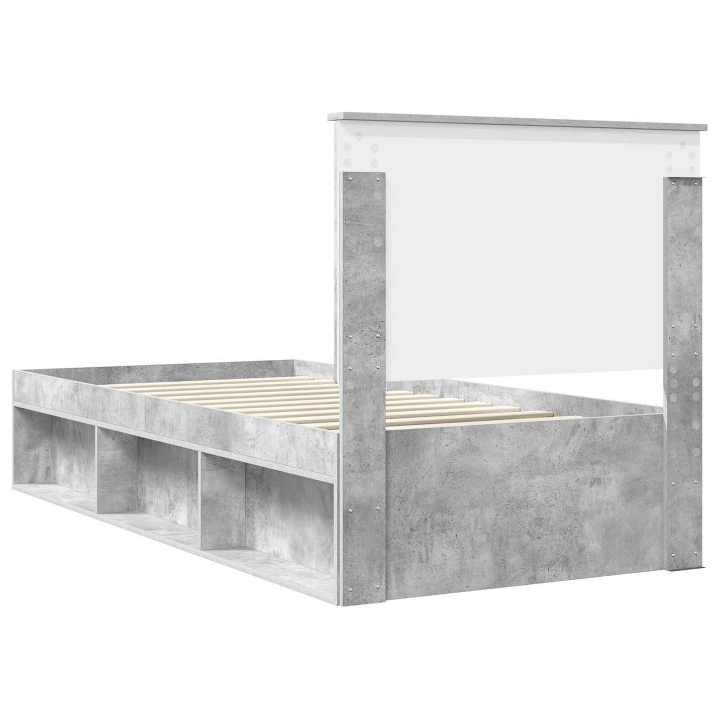 vidaXL Σκελετός Κρεβατιού Γκρι Μπετόν 90 x 190 cm Στερεά ξυλεία πεύκου