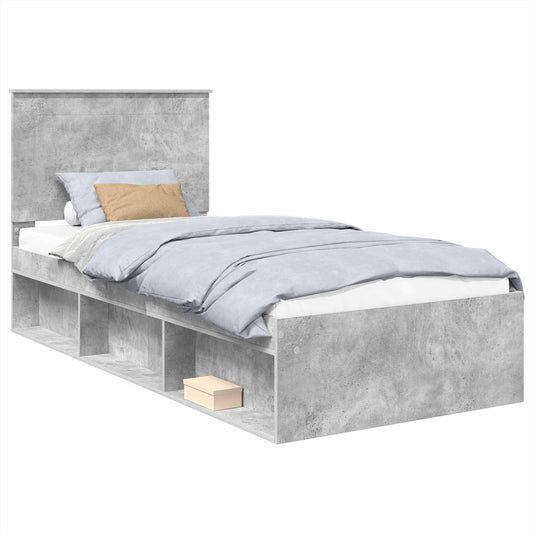 vidaXL Σκελετός Κρεβατιού Γκρι Μπετόν 75 x 190 cm Στερεά ξυλεία πεύκου