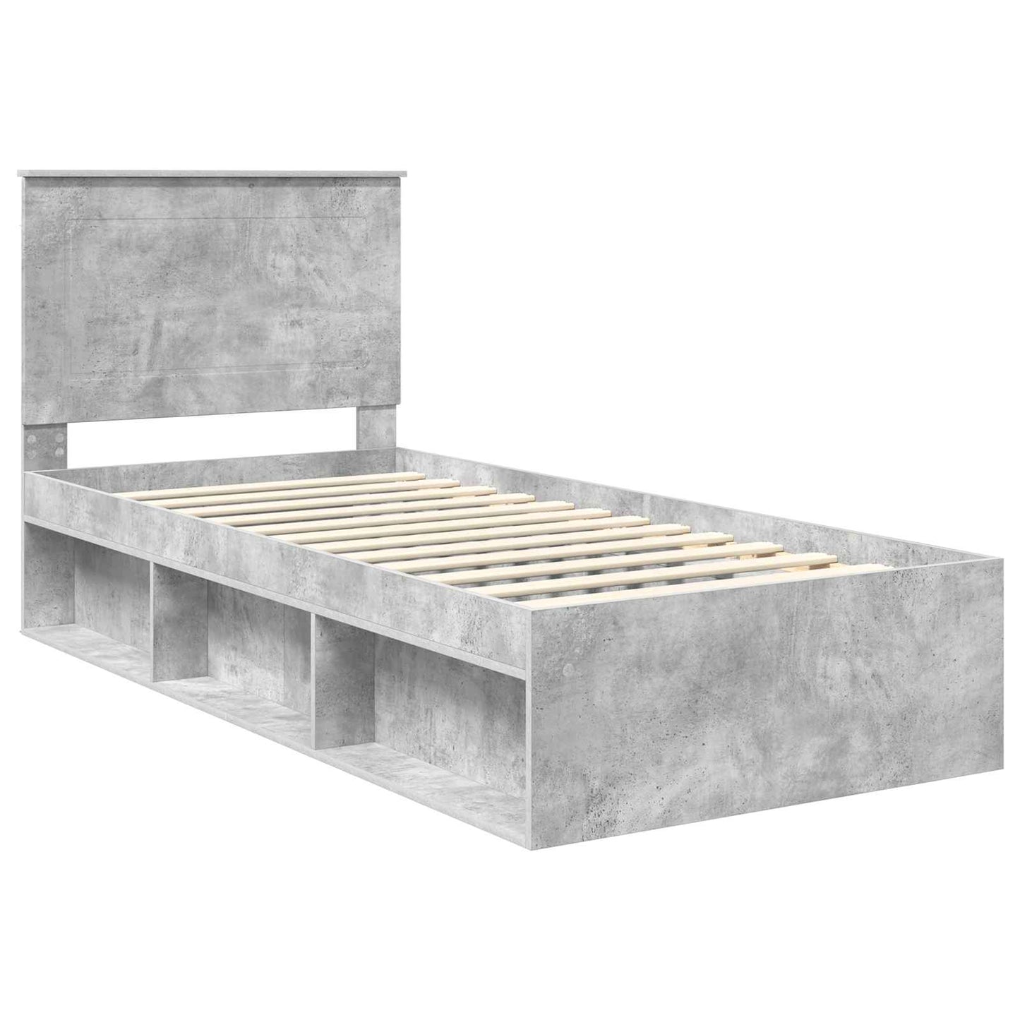 vidaXL Σκελετός Κρεβατιού Γκρι Μπετόν 75 x 190 cm Στερεά ξυλεία πεύκου