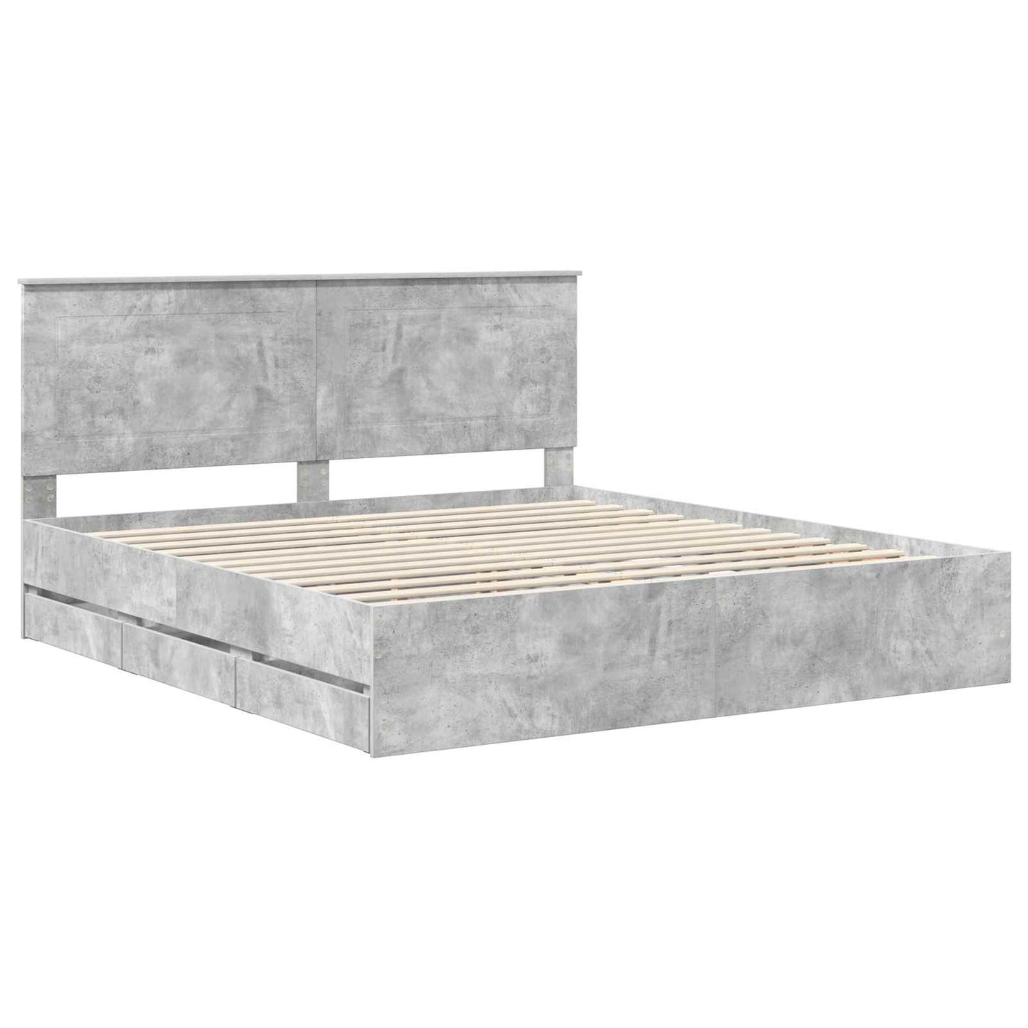 vidaXL Σκελετός Κρεβατιού Σκυρόδεμα Γκρι 200 x 200 cm Μηχανήματος Ξύλο