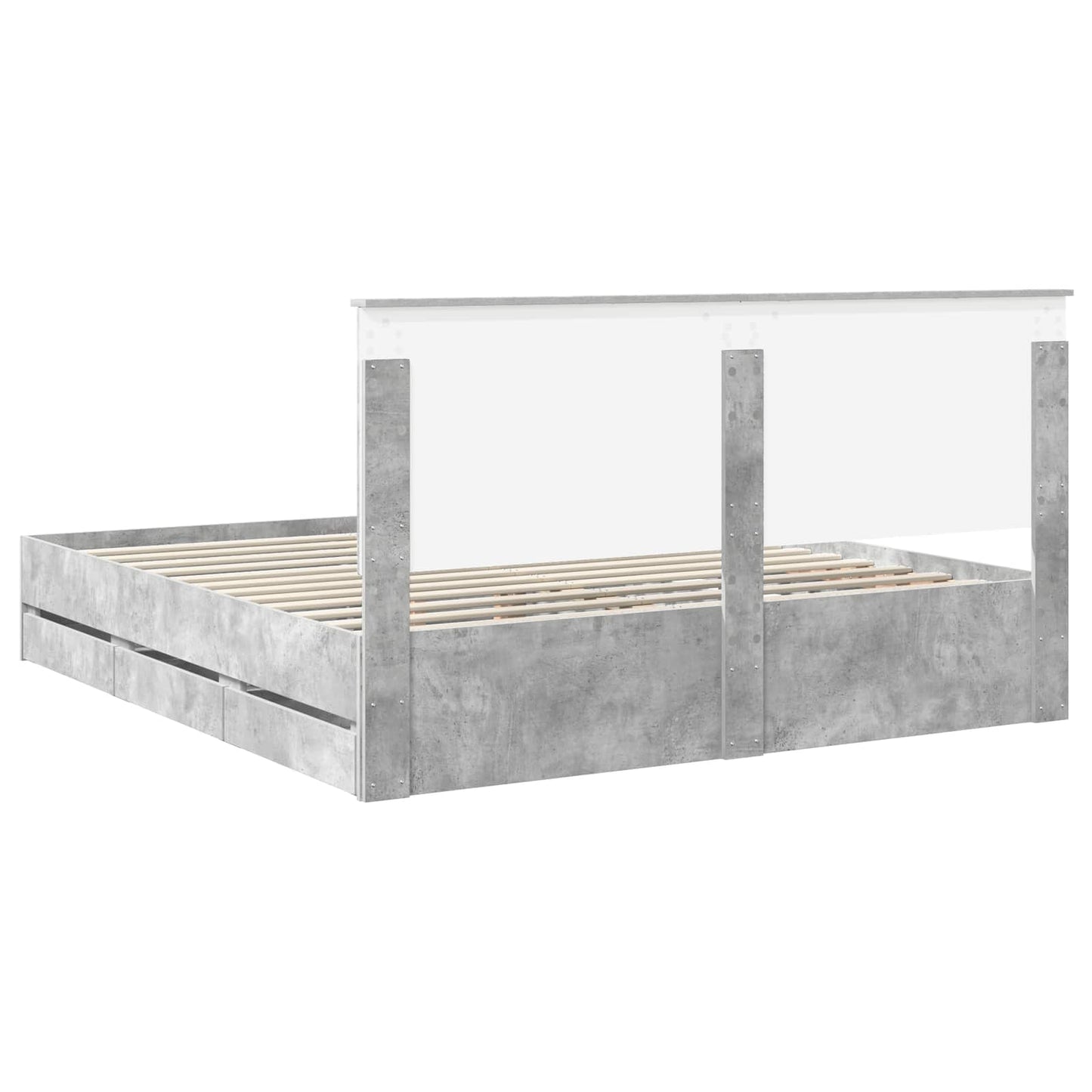 vidaXL Σκελετός Κρεβατιού Σκυρόδεμα Γκρι 200 x 200 cm Μηχανήματος Ξύλο