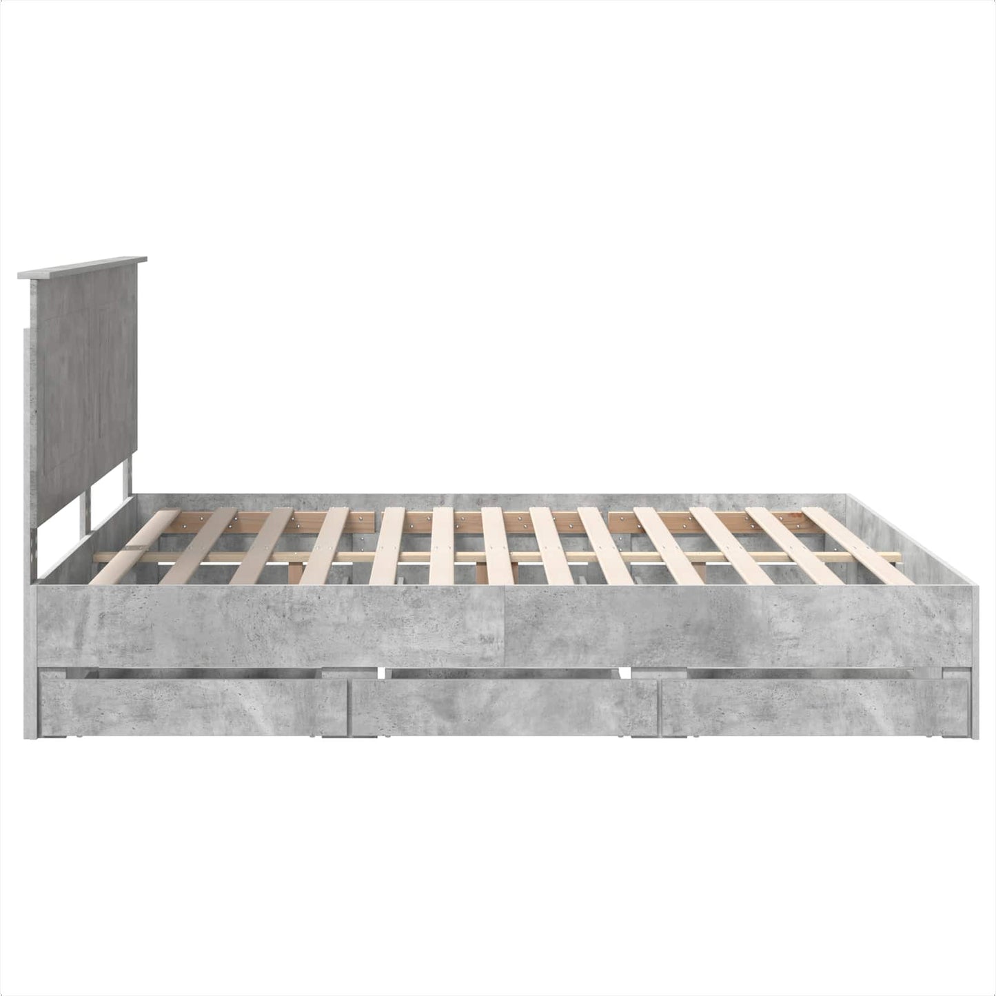 vidaXL Σκελετός Κρεβατιού Σκυρόδεμα Γκρι 200 x 200 cm Μηχανήματος Ξύλο