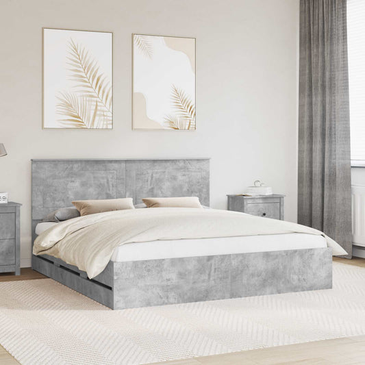 vidaXL Σκελετός Κρεβατιού Σκυρόδεμα Γκρι 180 x 200 cm Μηχανήματος Ξύλο