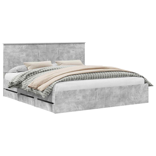 vidaXL Σκελετός Κρεβατιού Σκυρόδεμα Γκρι 180 x 200 cm Μηχανήματος Ξύλο