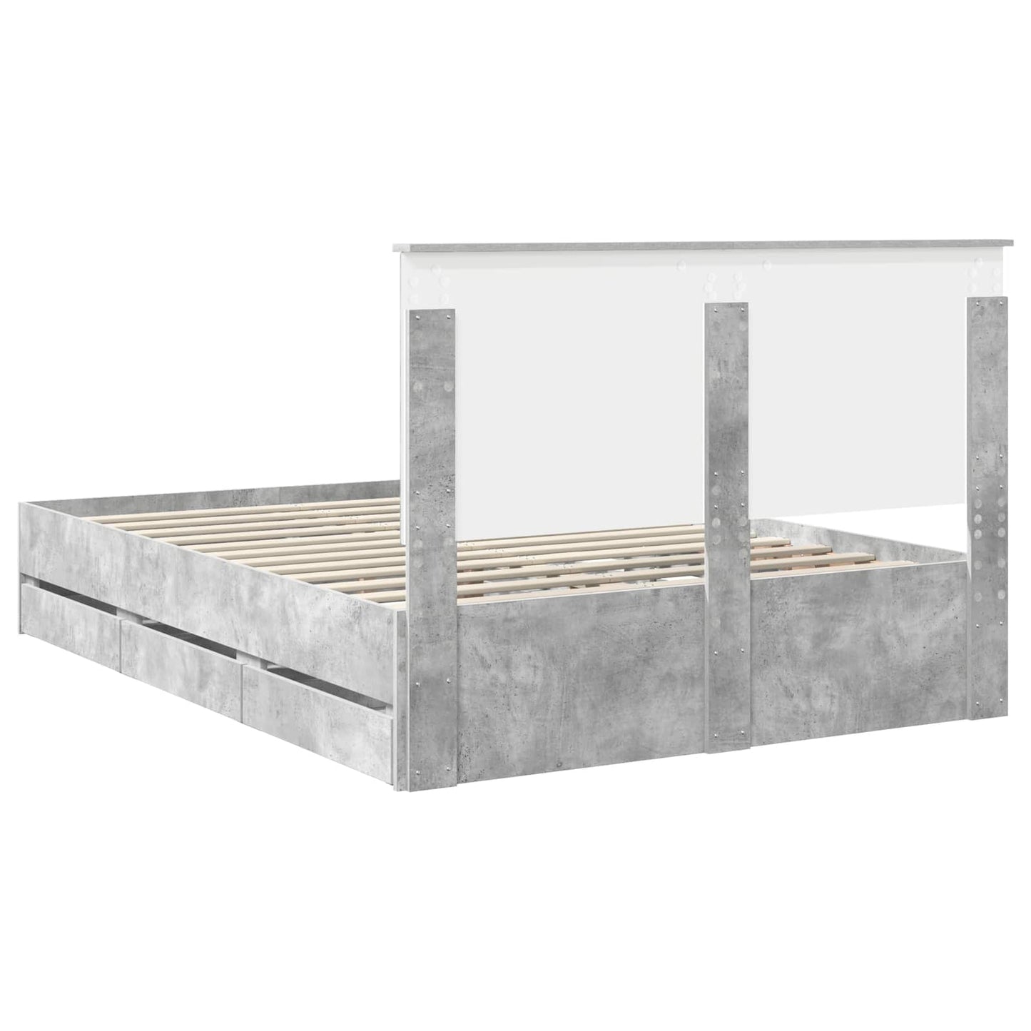 vidaXL Σκελετός Κρεβατιού Σκυρόδεμα Γκρι 160 x 200 cm Μηχανήματος Ξύλο