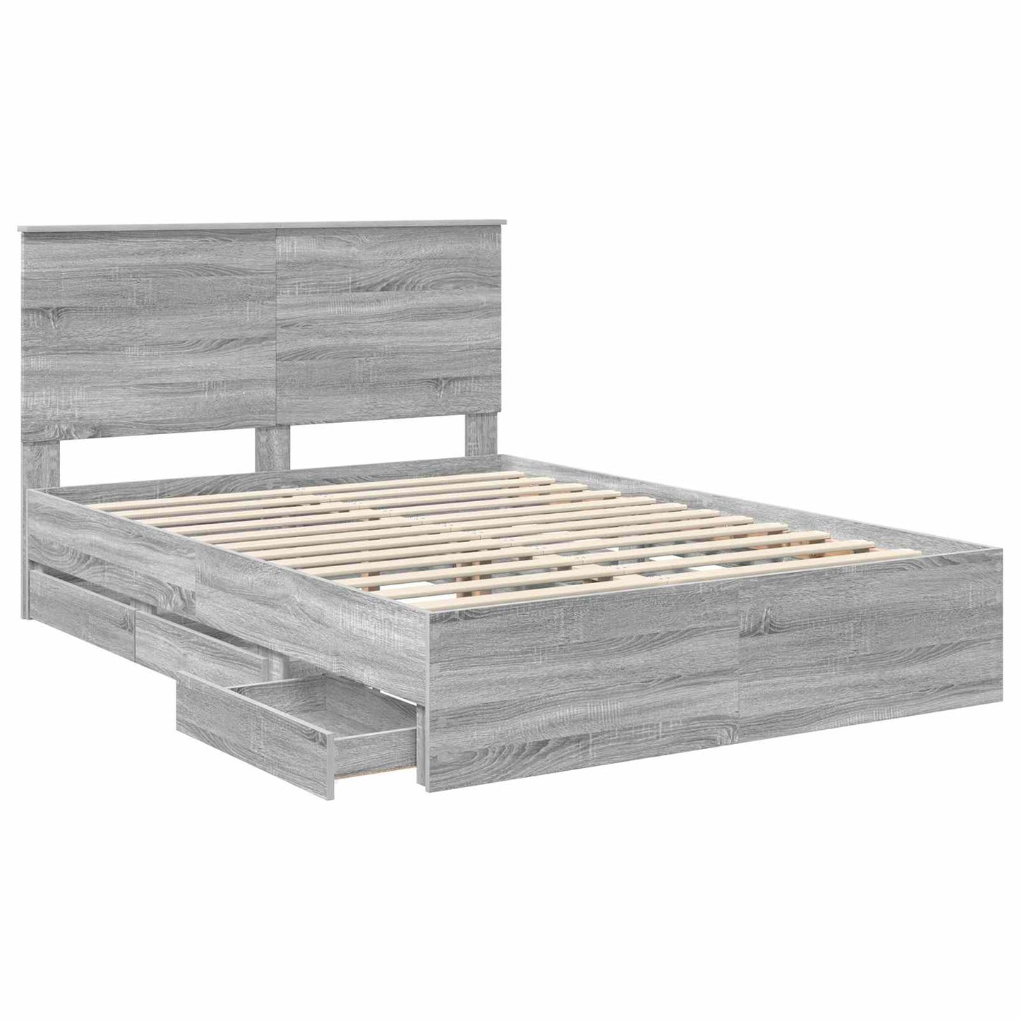 vidaXL Σκελετός Κρεβατιού Γκρίζο Σονομα 150 x 200 cm Μηχανήματος Ξύλο