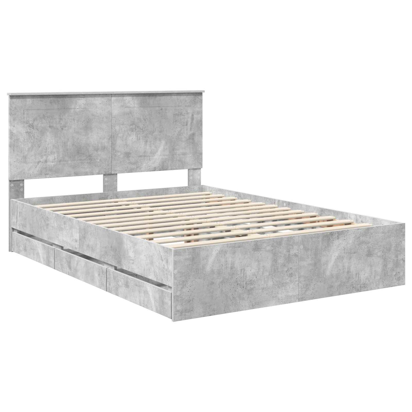 vidaXL Σκελετός Κρεβατιού Σκυρόδεμα Γκρι 140 x 190 cm Μηχανήματος Ξύλο