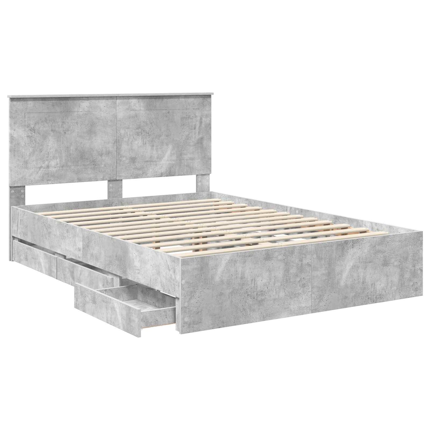 vidaXL Σκελετός Κρεβατιού Σκυρόδεμα Γκρι 140 x 190 cm Μηχανήματος Ξύλο