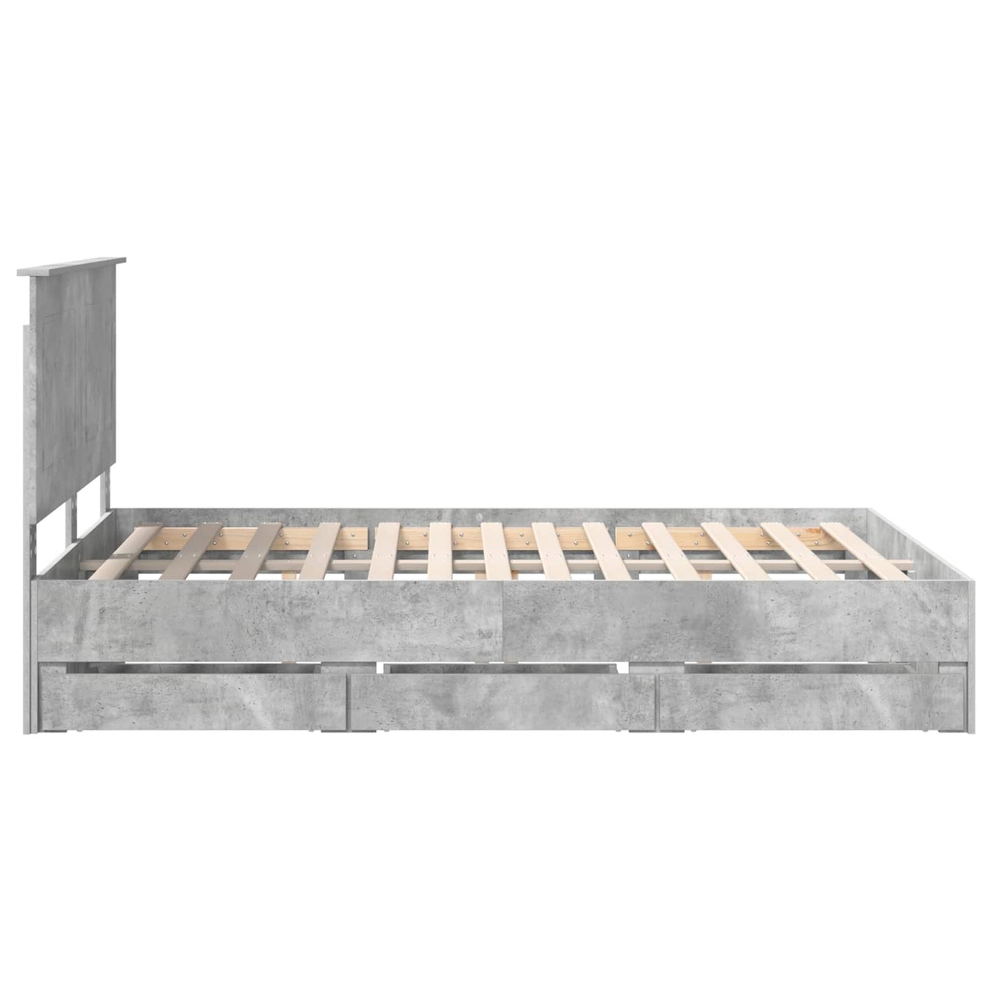 vidaXL Σκελετός Κρεβατιού Σκυρόδεμα Γκρι 140 x 190 cm Μηχανήματος Ξύλο
