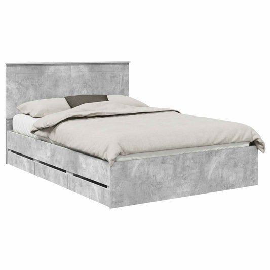 vidaXL Σκελετός Κρεβατιού Σκυρόδεμα Γκρι 140 x 200 cm Μηχανήματος Ξύλο