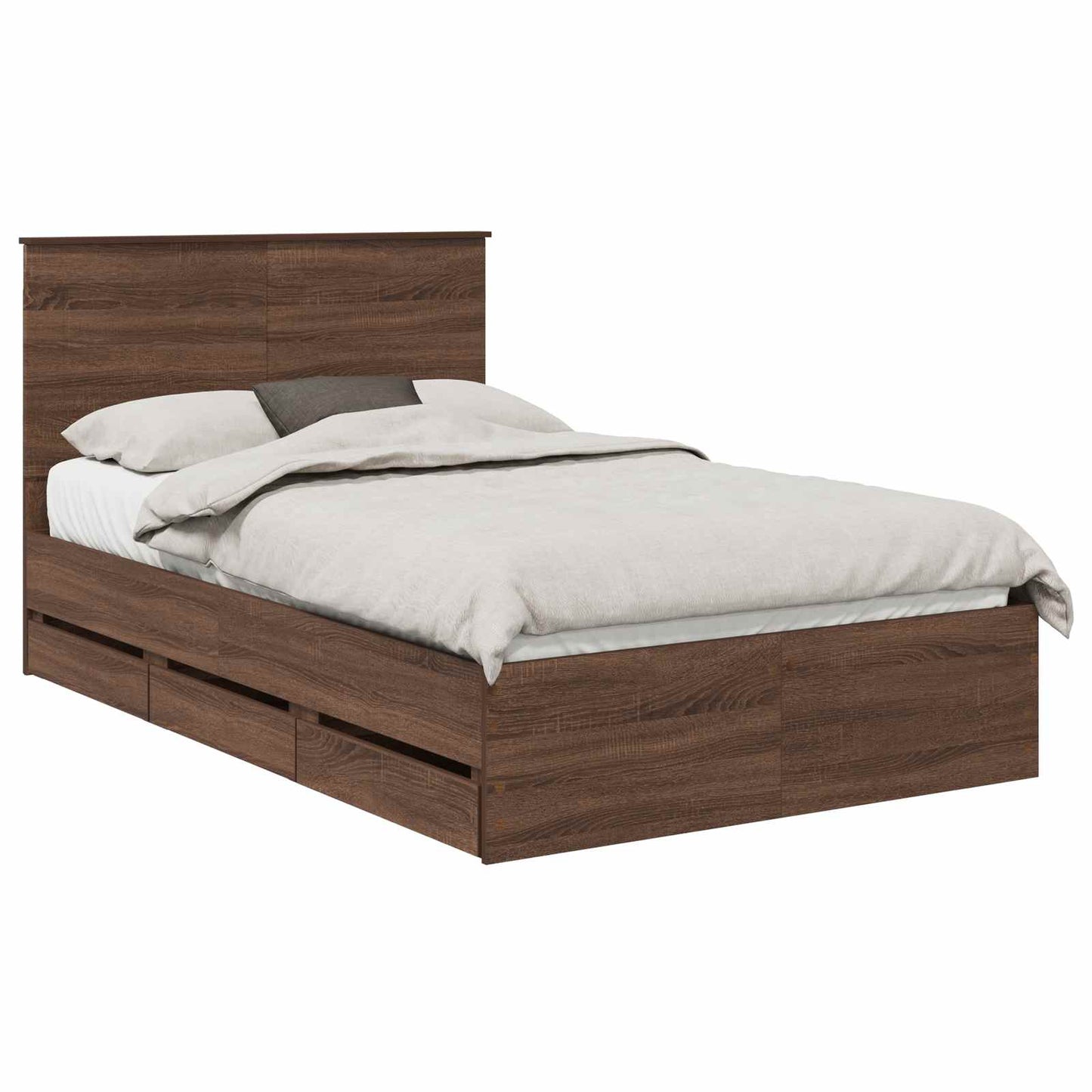 vidaXL Σκελετός Κρεβατιού Καφέ δρυς 135 x 190 cm Μηχανήματος Ξύλο