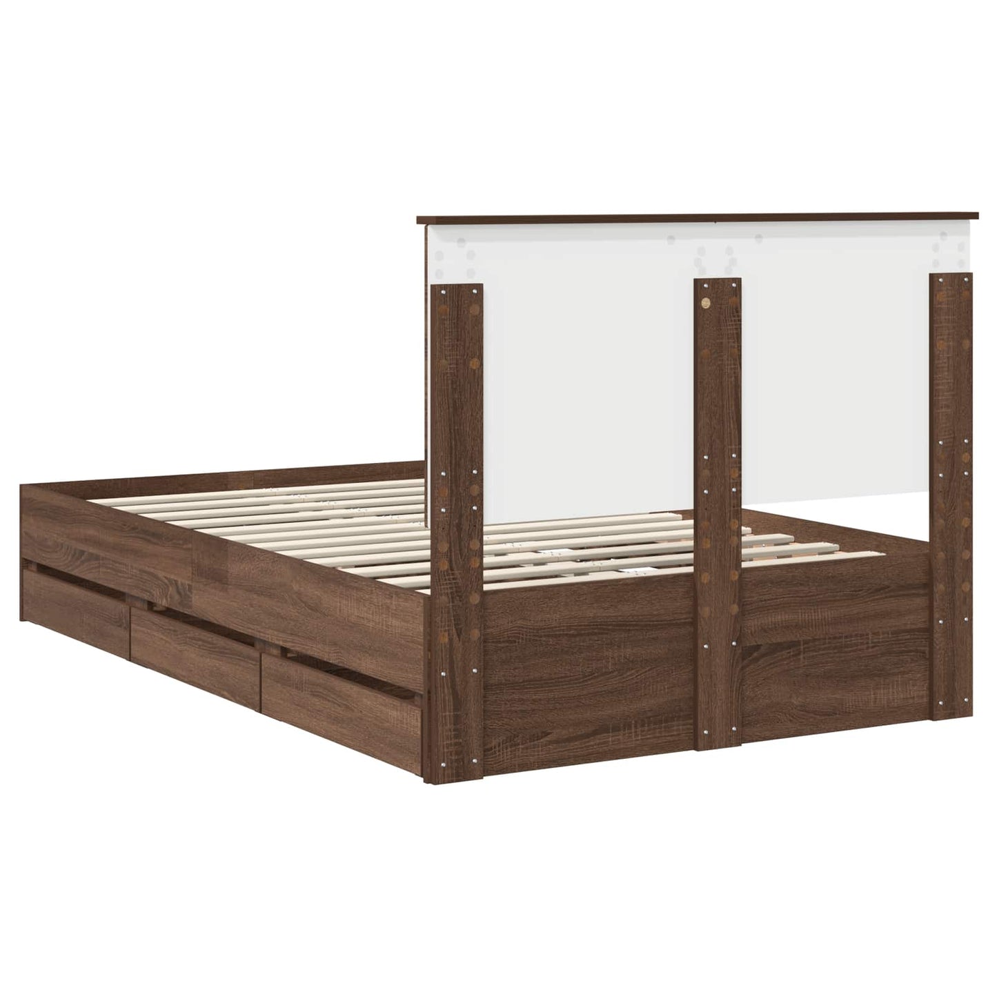 vidaXL Σκελετός Κρεβατιού Καφέ δρυς 135 x 190 cm Μηχανήματος Ξύλο