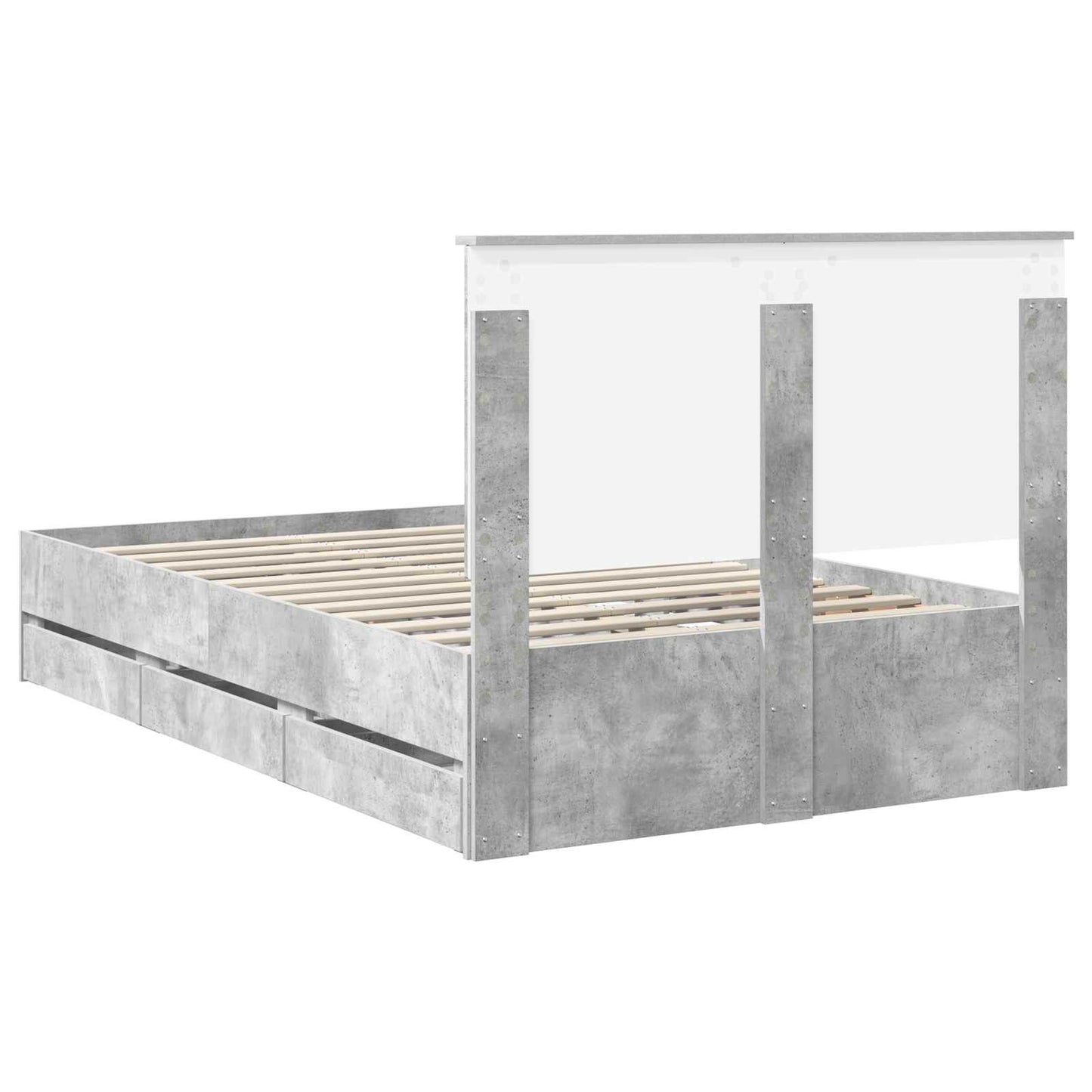 vidaXL Σκελετός Κρεβατιού Σκυρόδεμα Γκρι 120 x 190 cm Μηχανήματος Ξύλο