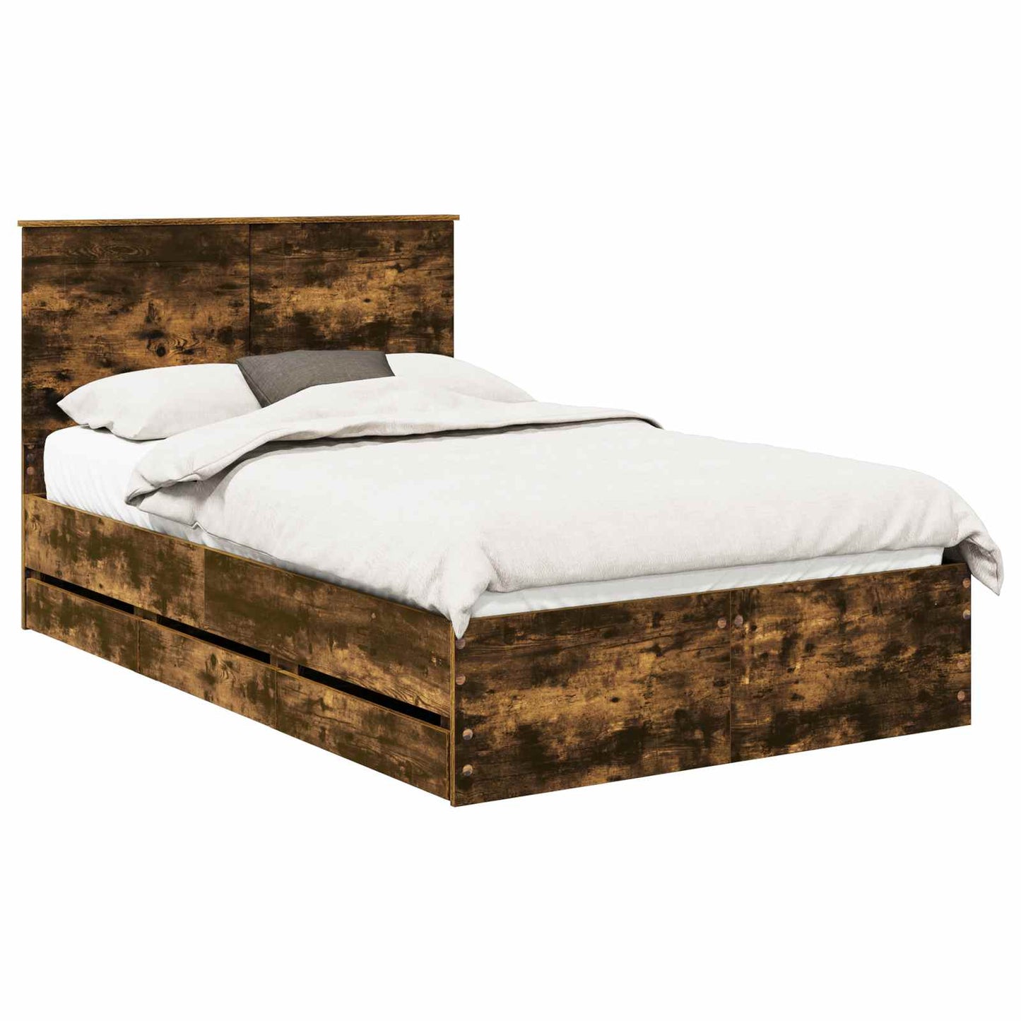 vidaXL Σκελετός Κρεβατιού Καπνιστό Δρύς 120 x 190 cm Μηχανήματος Ξύλο